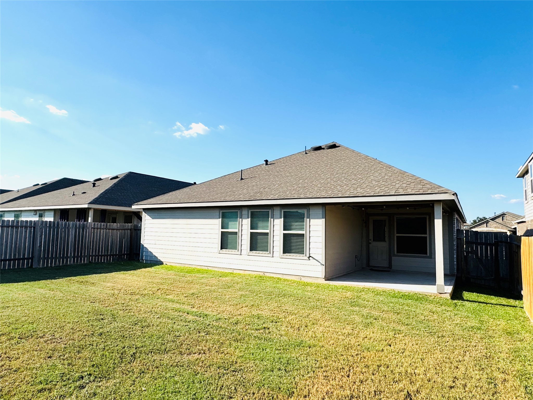 Backyard with covered patio