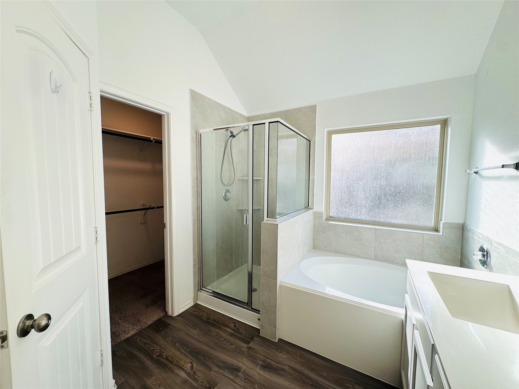 Primary bath with double vanities, separate tub & shower
