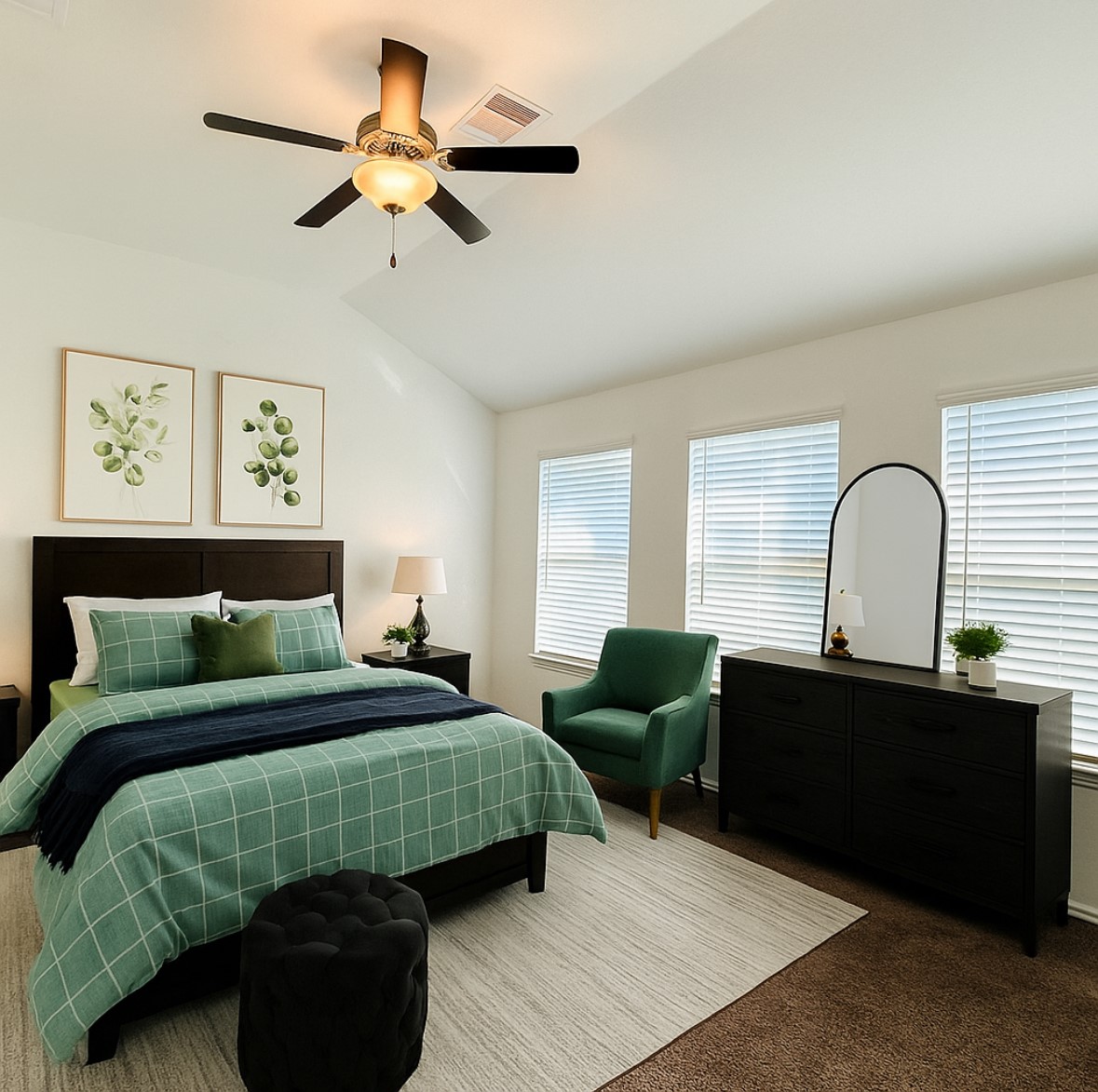 Primary bedroom with staging