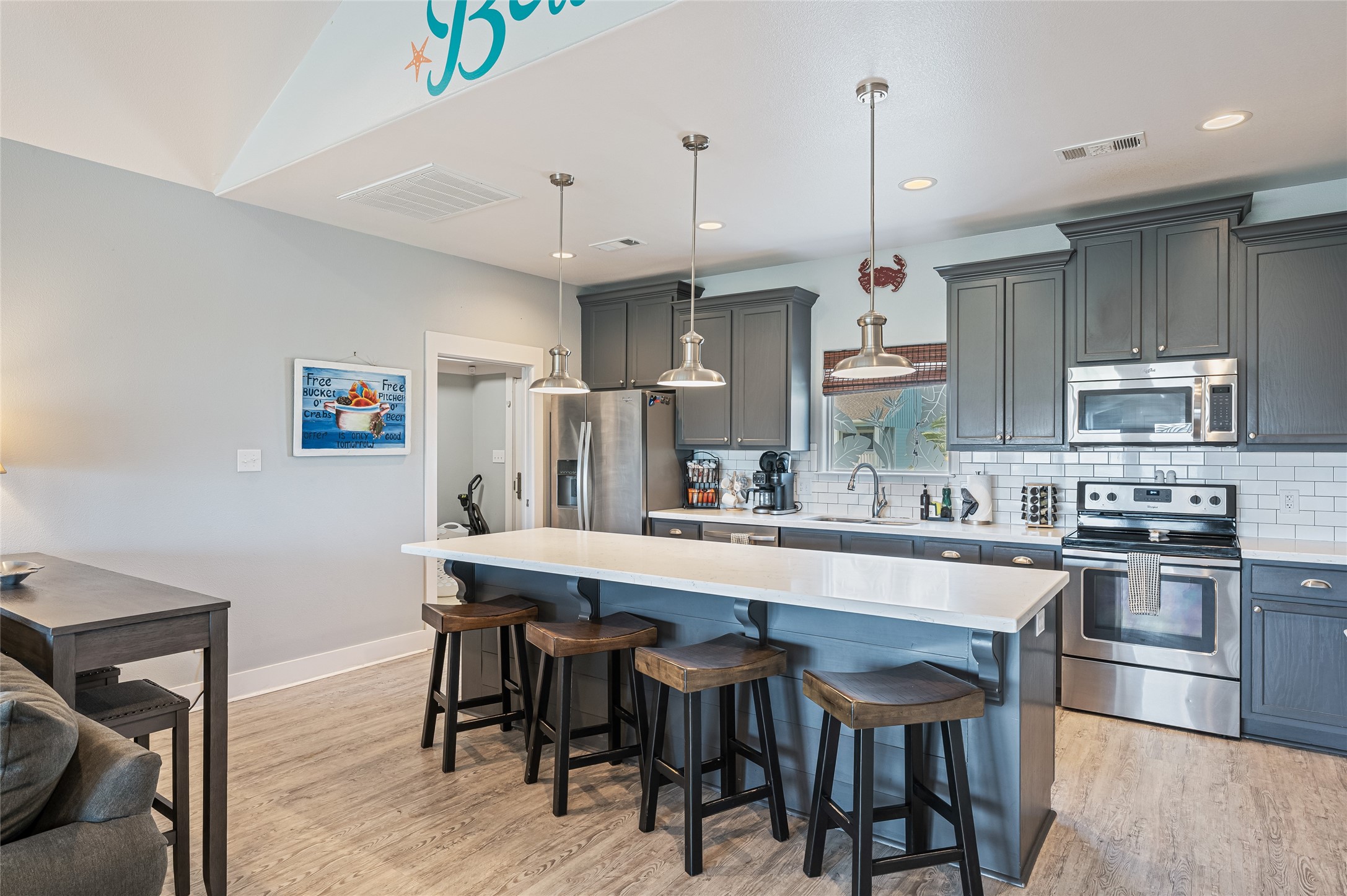 View of kitchen area from living room