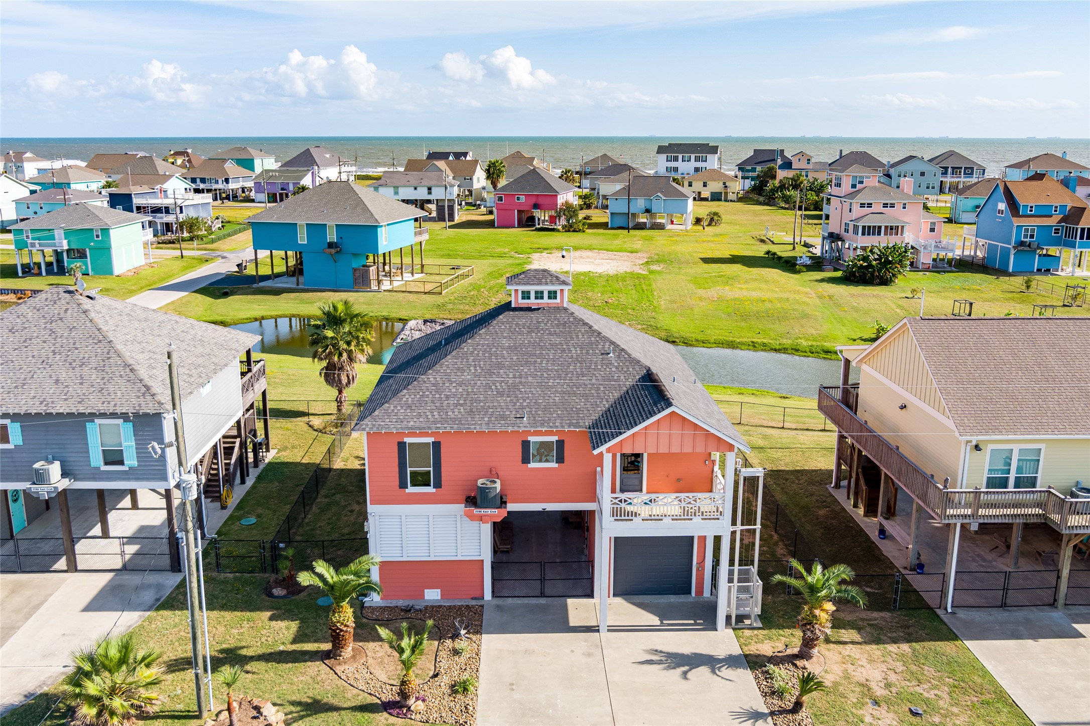 Aerial view of house towards the Gulf
