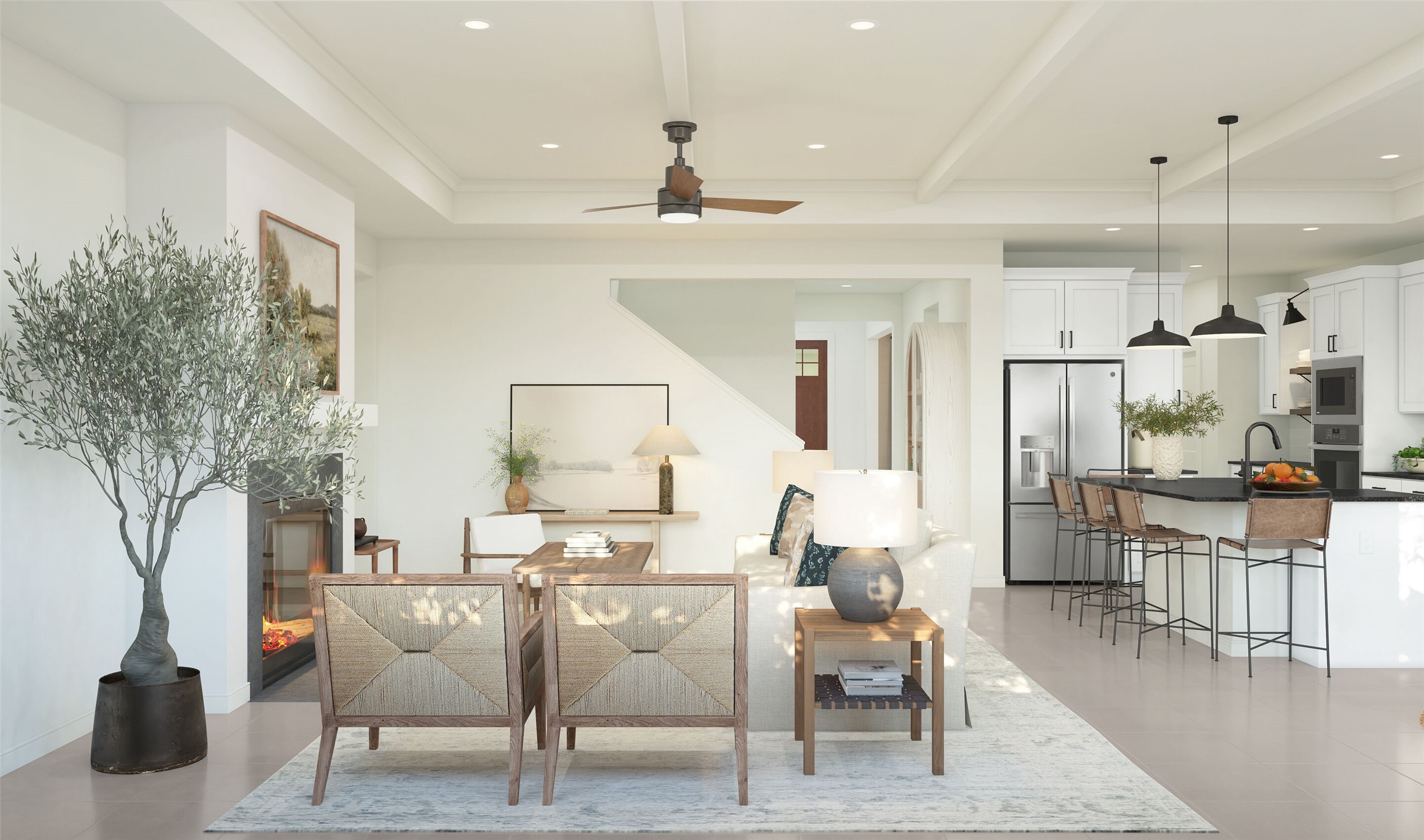 Open great room (*Artist rendering used for illustration purposes only. Colors/finishes may differ from the ones currently selected in the home.)