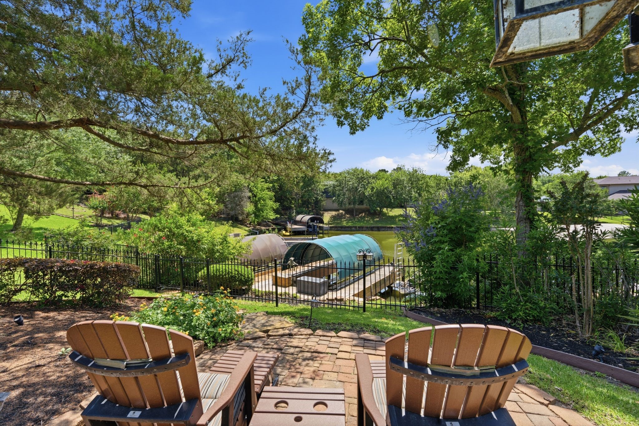 Relax in the sun. Covered Boat Dock Fenced for Security.