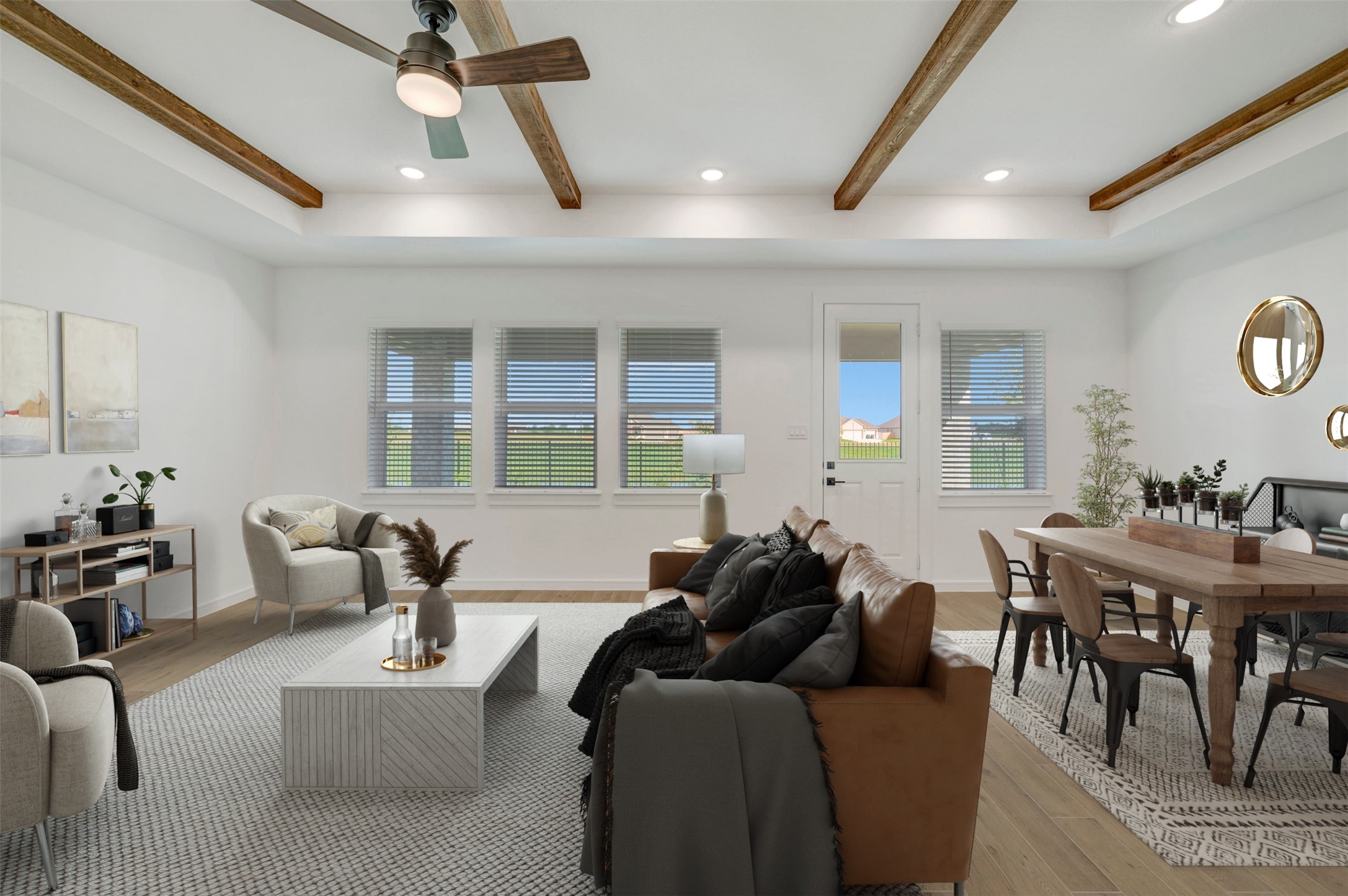 Cozy great room and dining area