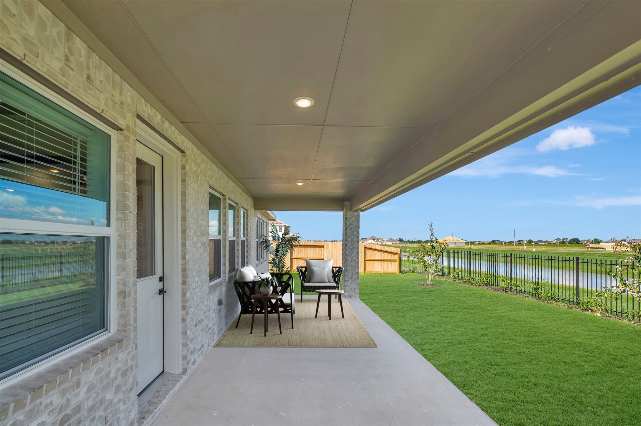 Covered patio in backyard