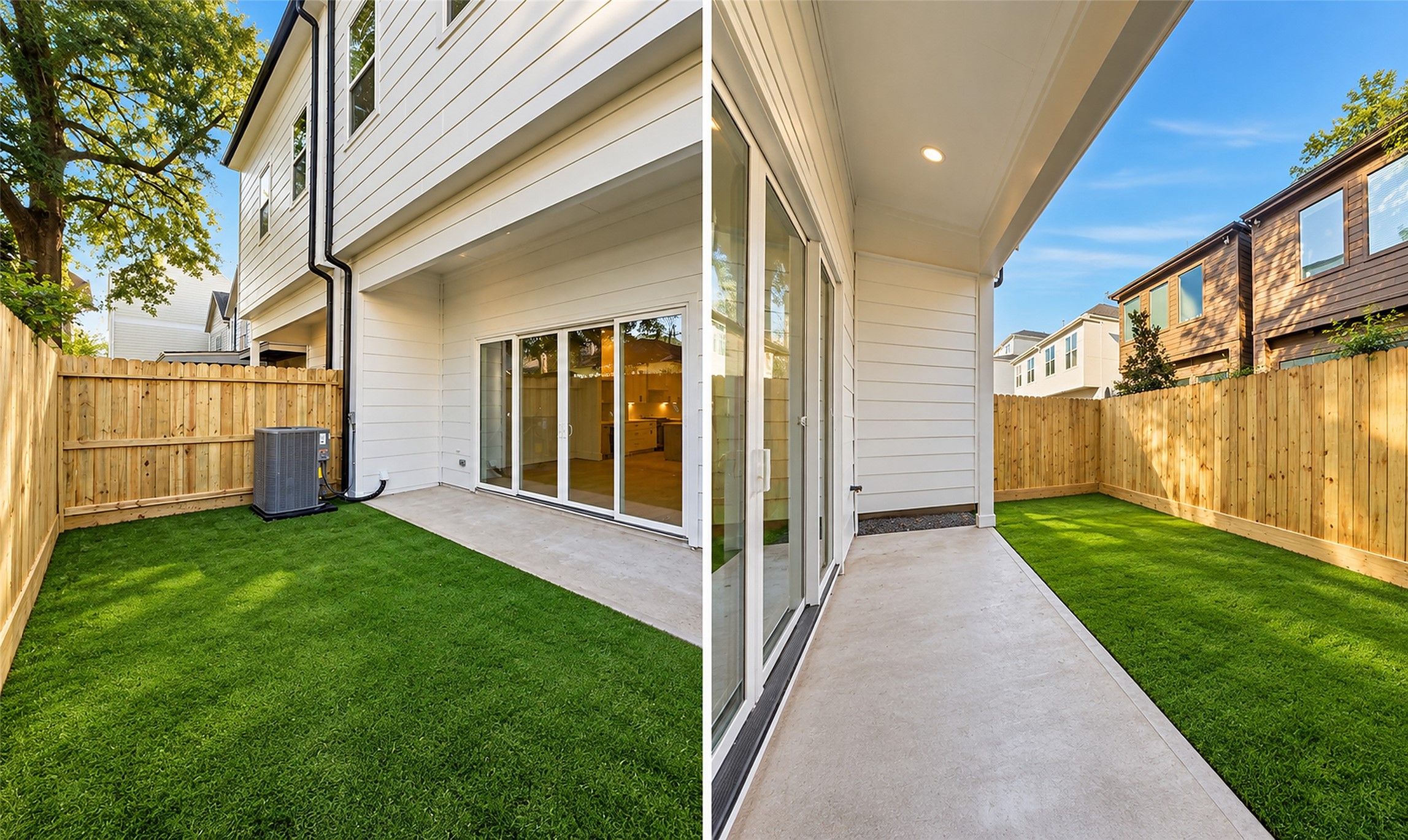 Turfed backyard for a great look and easy maintenance.
