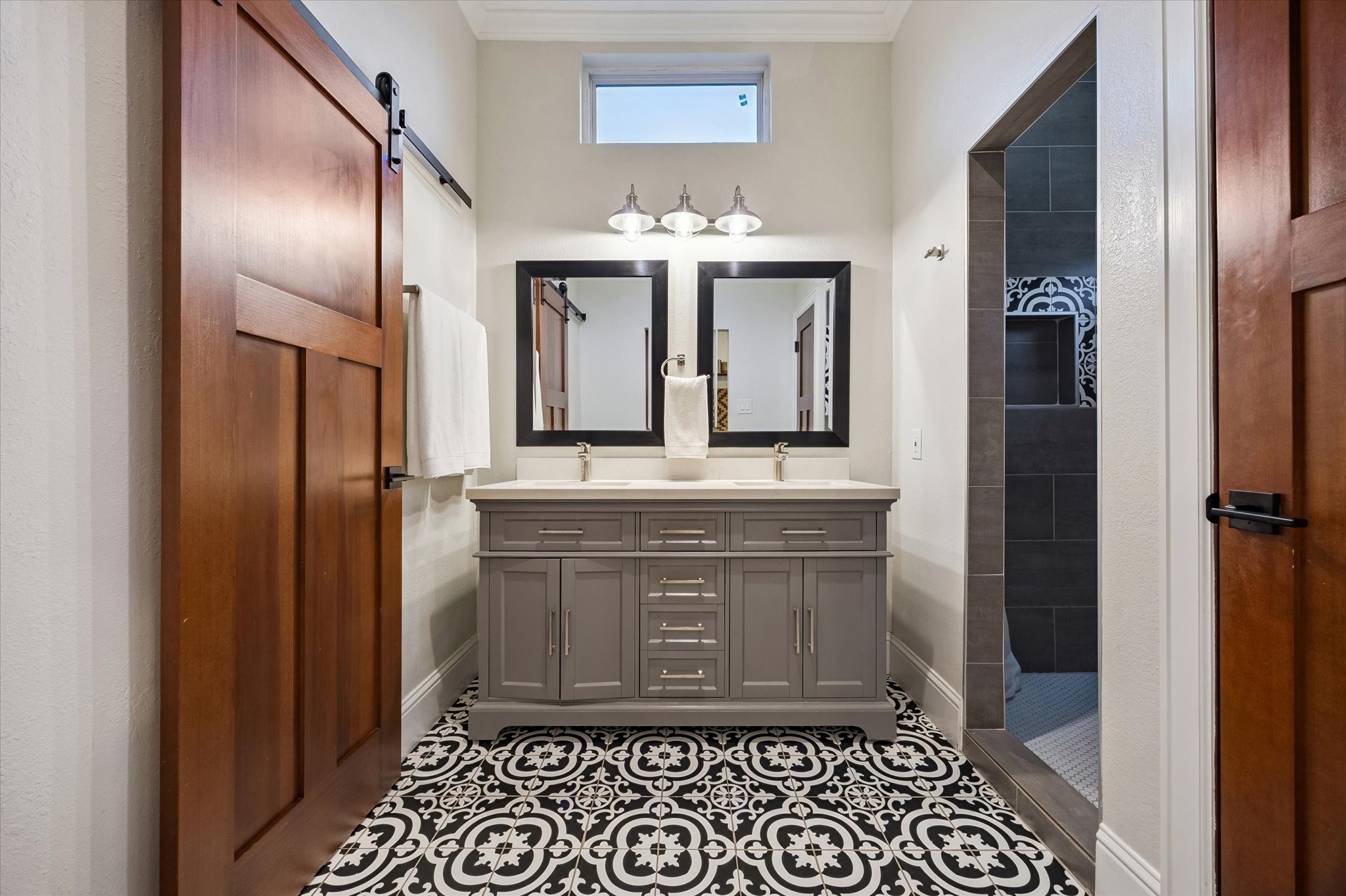 Primary bathroom with a double vanity