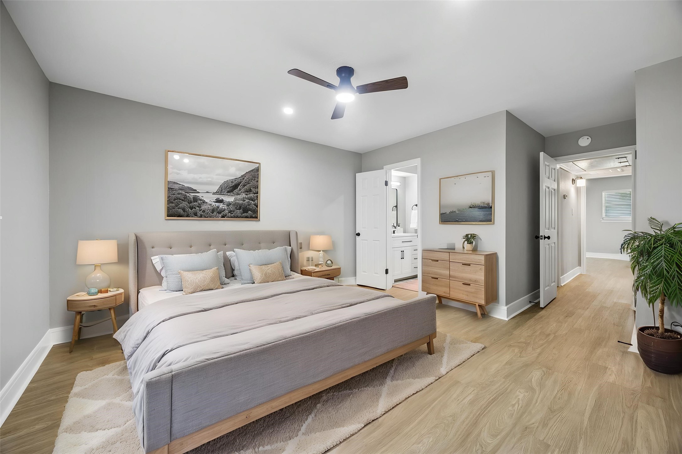Virtually staged for furniture placement ideas.