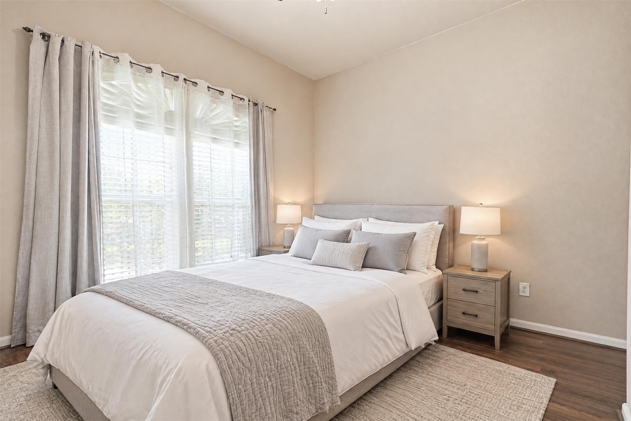 Virtually staged. Another view of the third bedroom showing its closet and comfortable layout.