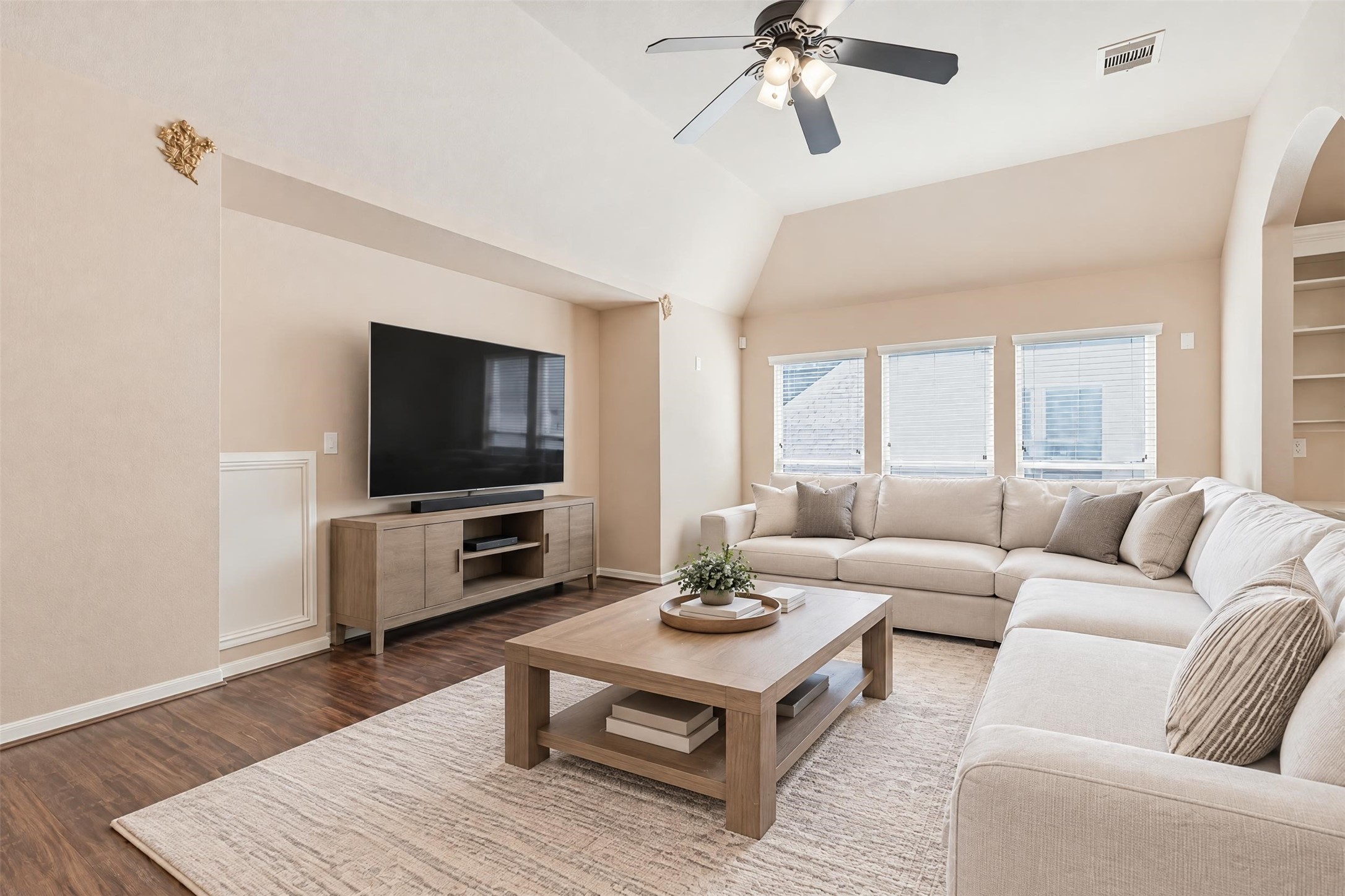 Virtually staged. The game room keeps noise and activity upstairs, leaving the main living areas calm and open.