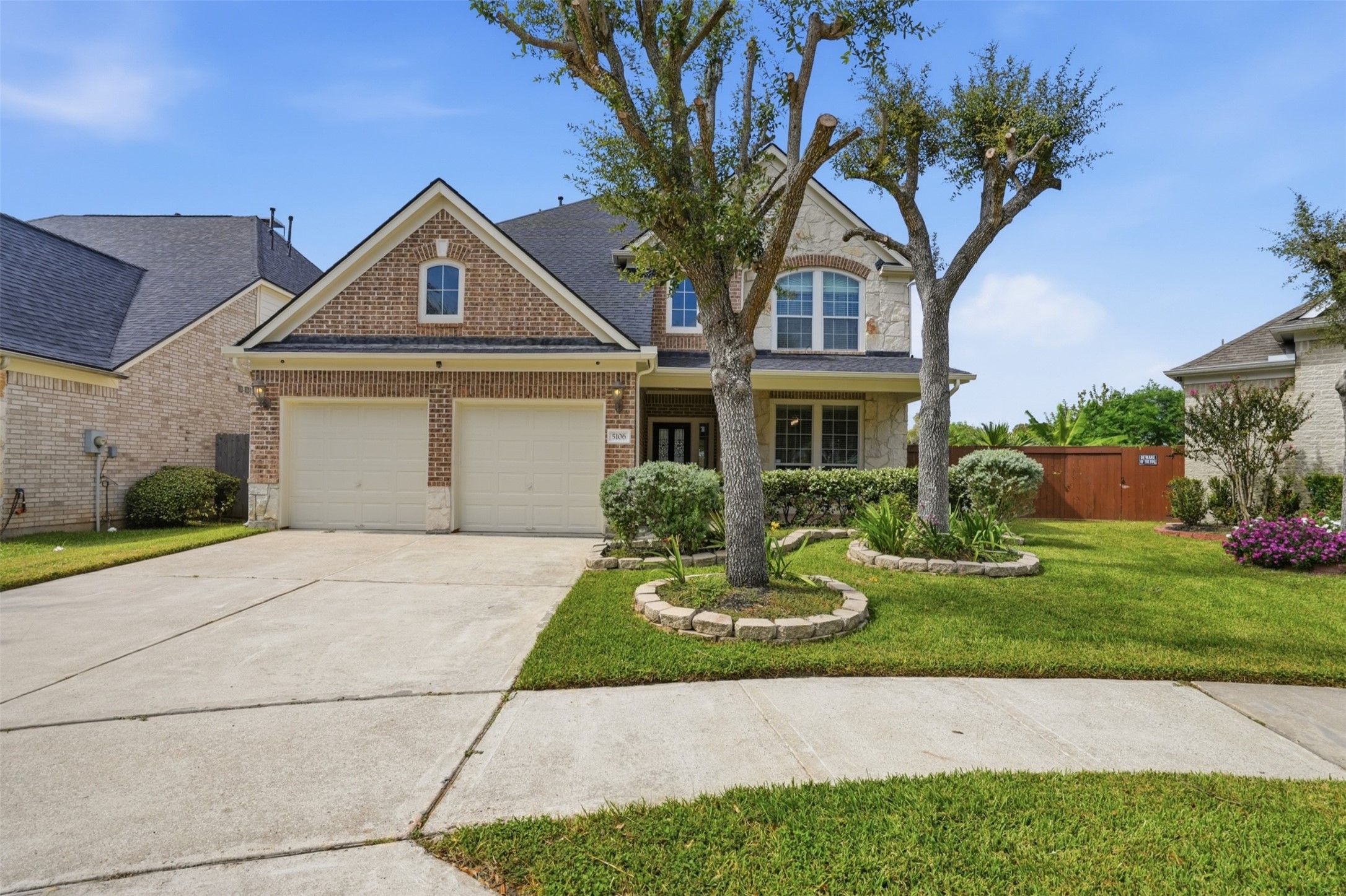 Timeless brick and stone, a newer roof and mature trees out front. This home sits on one of the quietest spots in Riverstone, a peaceful cul-de-sac with almost no through traffic.