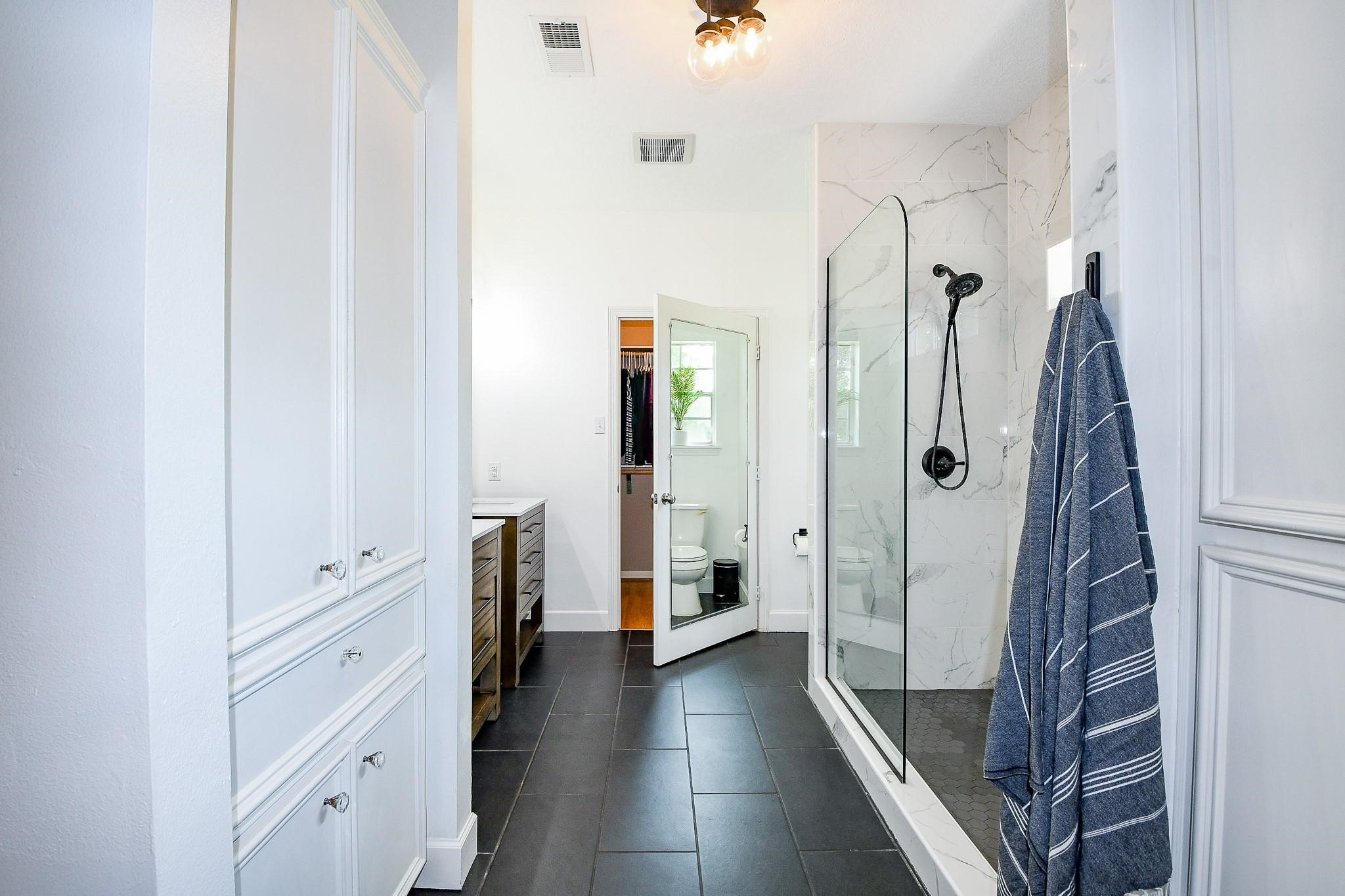 Recently remodeled primary bath in the primary house