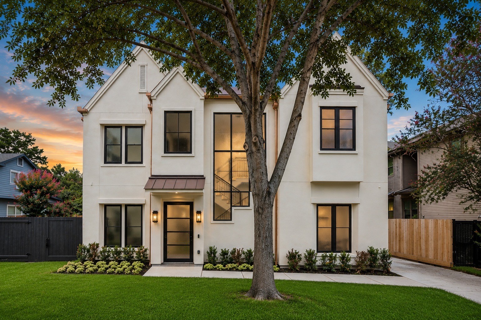 Exceptional new construction in the heart of Garden Oaks, offering 5 bedrooms, 3 full and 2 half baths, and two large flex spaces (a study and a game room). A tasteful neutral palette with burgundy (fiery brown) and sable brown accents sets the tone, complemented by smooth finish stucco, wood accented porch ceilings, and durable Hardie detailing. The custom iron front door reflects the quality and craftsmanship found throughout this Tudor inspired home in one of Houstons most desirable neighborhoods. Exceptional new construction in the heart of Garden Oaks, offering 5 bedrooms, 3 full and 2 half baths, and two large flex spaces (a study and a game room). A tasteful neutral palette with burgundy (fiery brown) and sable brown accents sets the tone, complemented by smooth finish stucco, wood accented porch ceilings, and durable Hardie detailing. The custom iron front door reflects the quality and craftsmanship found throughout this Tudor inspired home in one of Houstons most desirable neighborhoods.