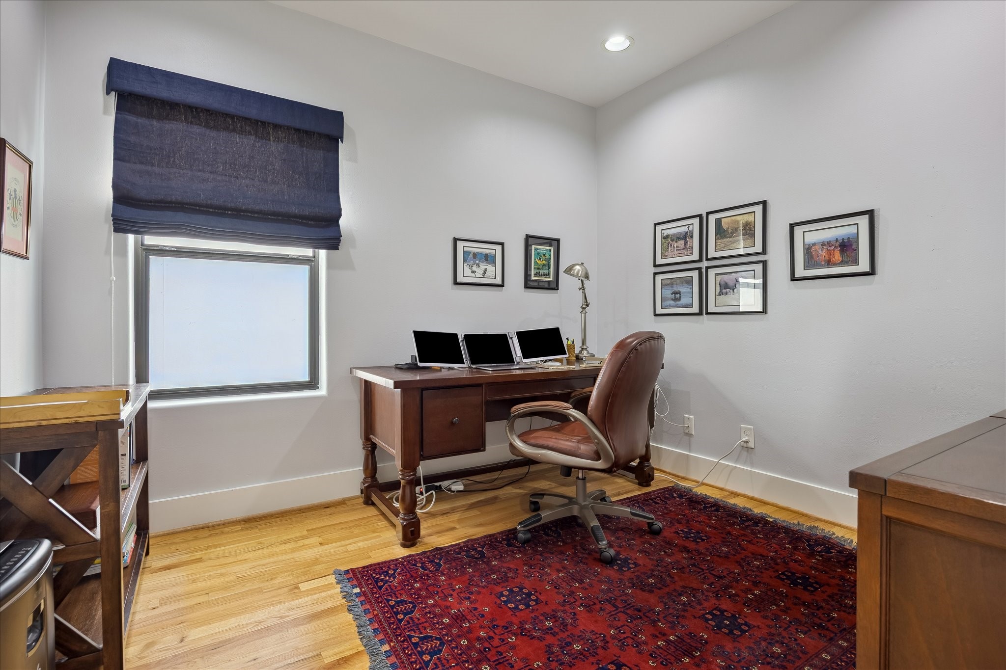 Situated between the secondary bedroom and game room is a home office.
