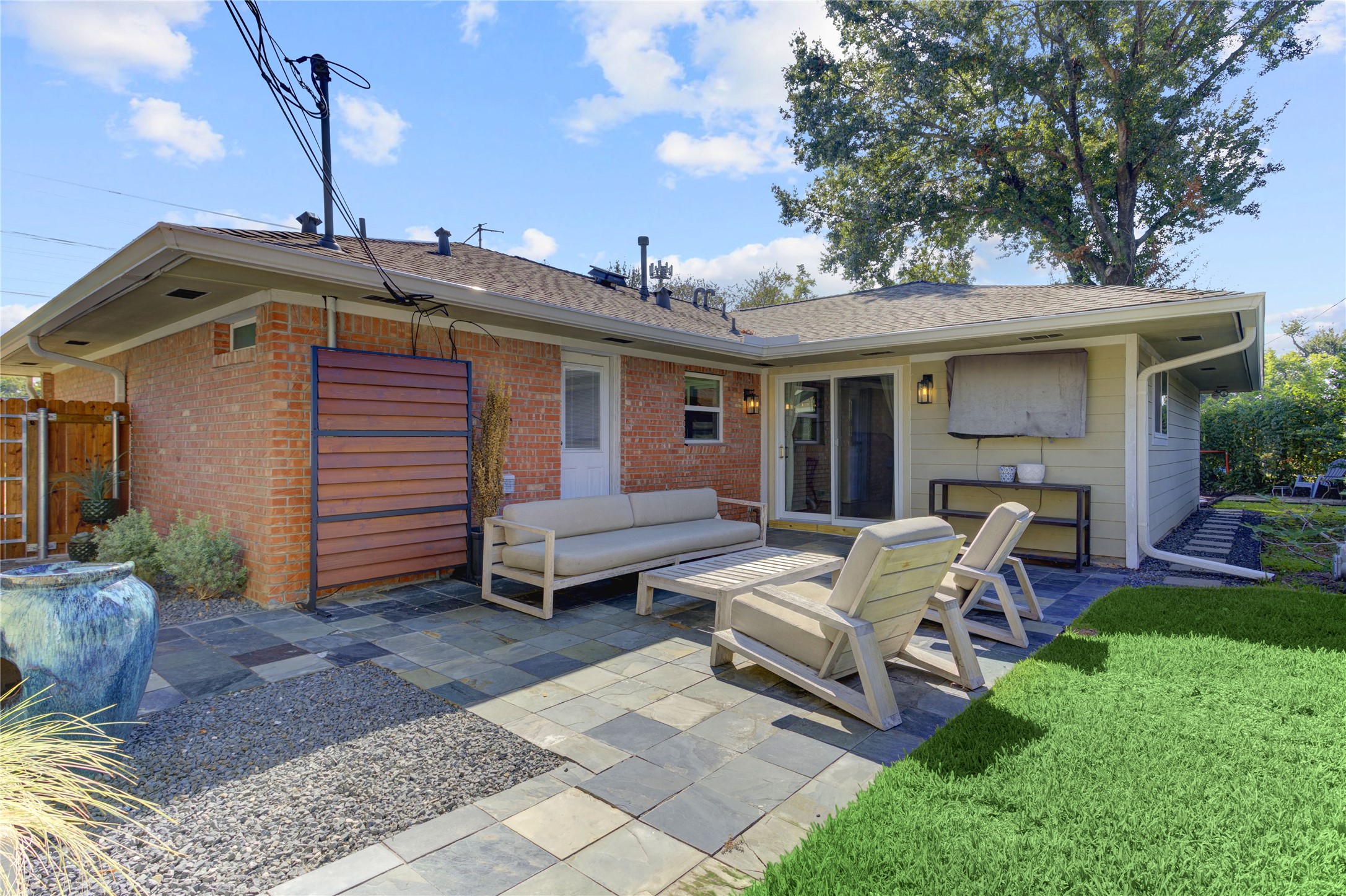 Another angle of the patio from the outdoor shed.