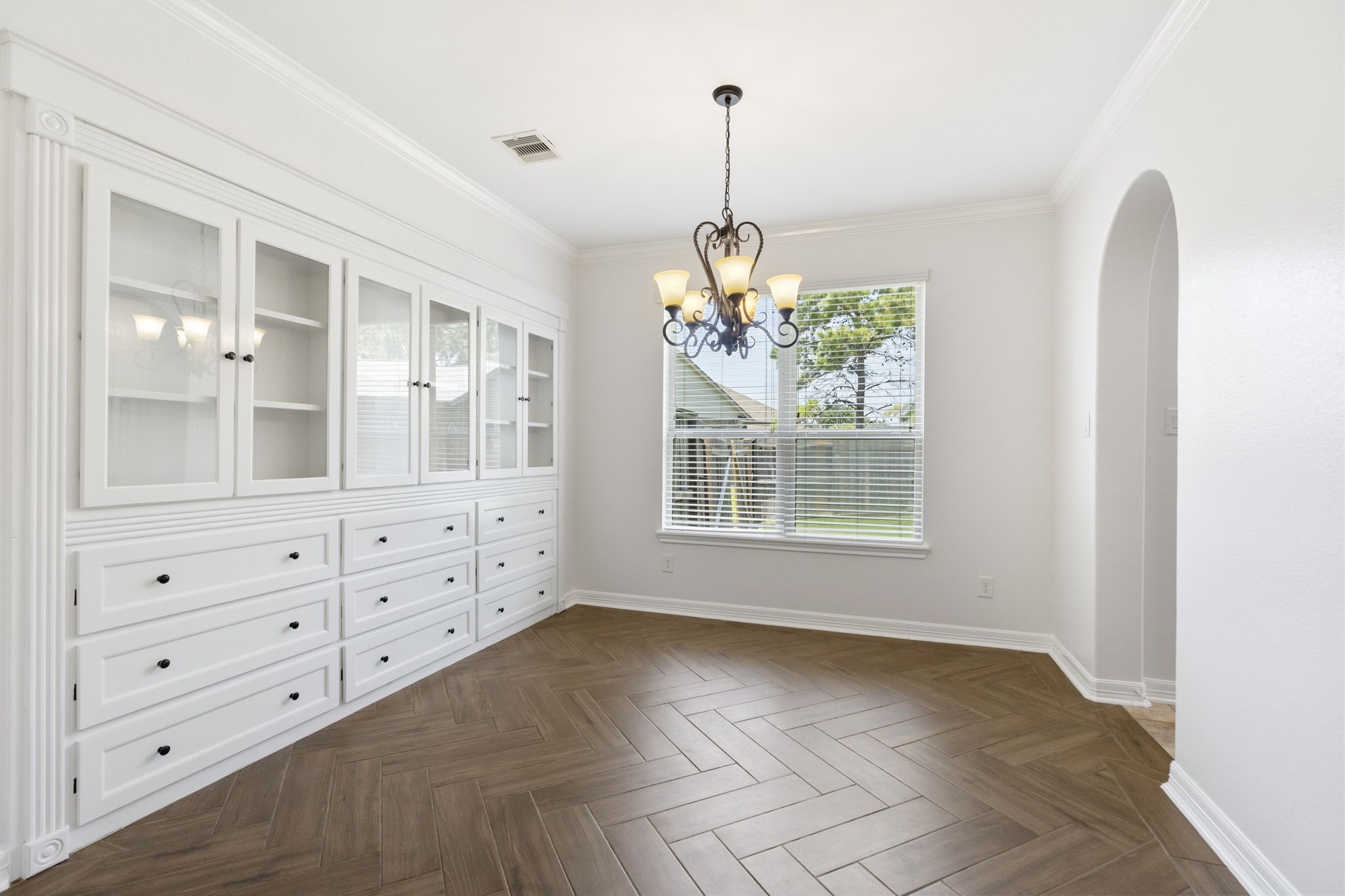 The seller built custom cabinets and display shelves. The seller built custom cabinets and display shelves.