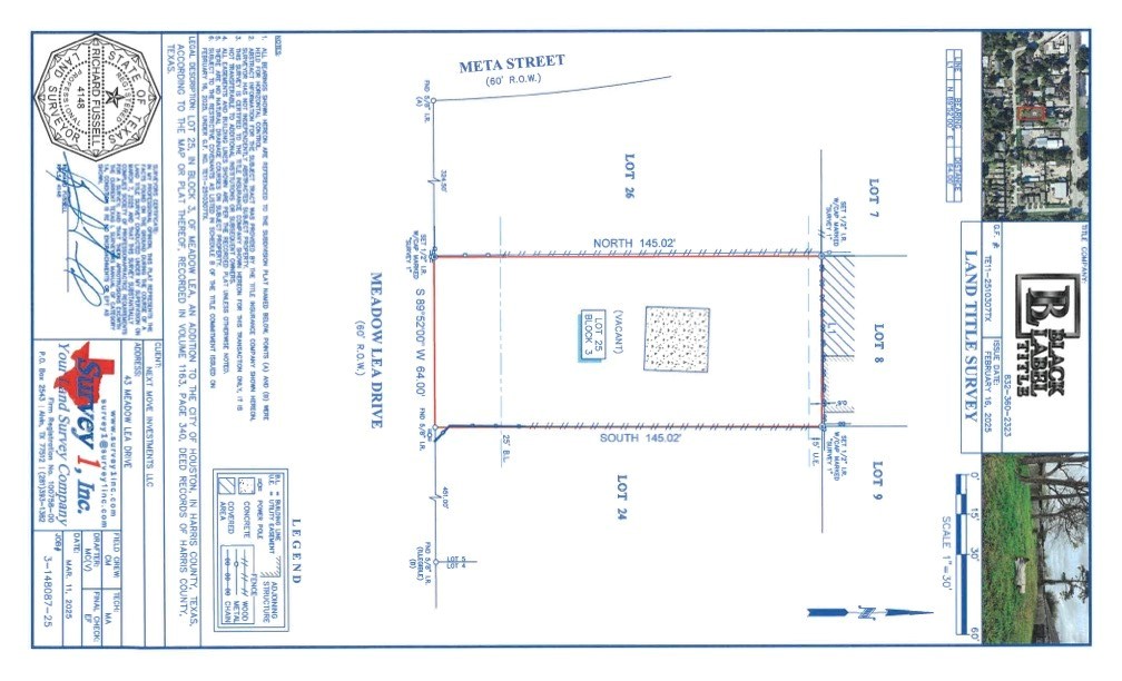 Property survey dated February 16, 2025, showing lot dimensions and property boundaries. Buyer to independently verify all information.