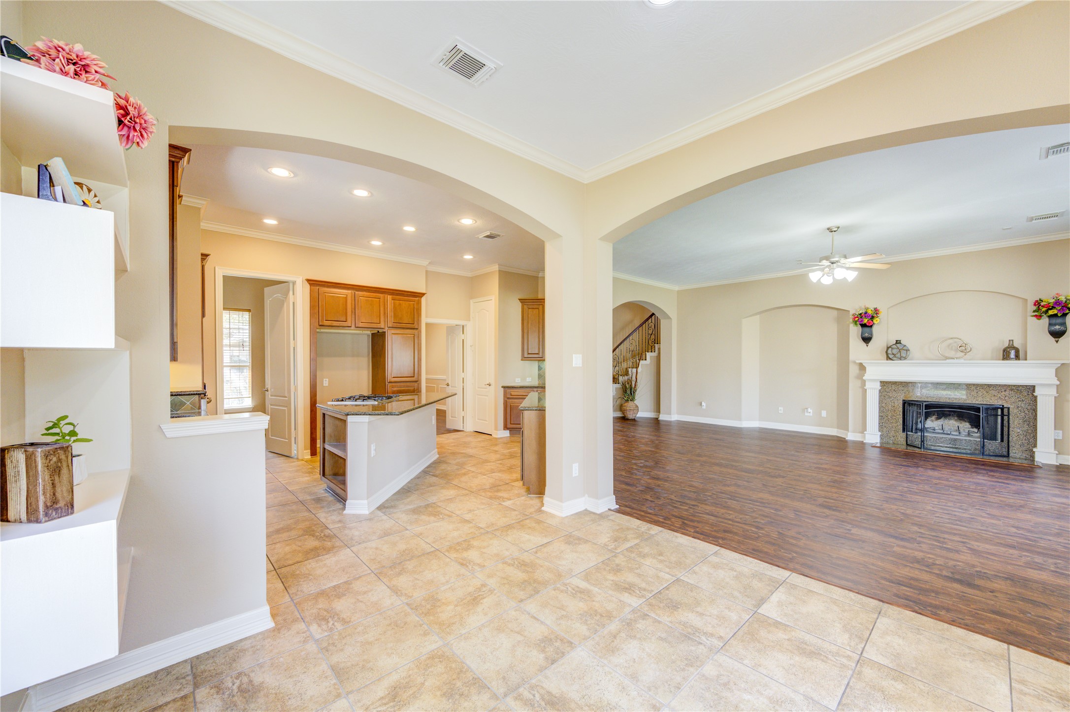 Spacious walk-in pantry featuring an automatic motion-sensor light for added convenience