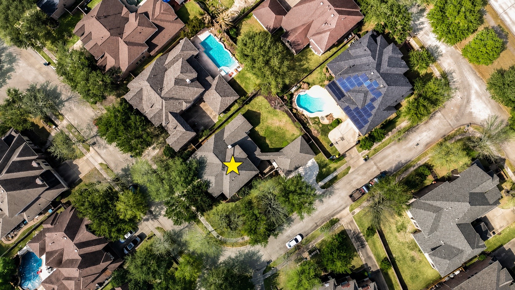 Aerial view of the property.
