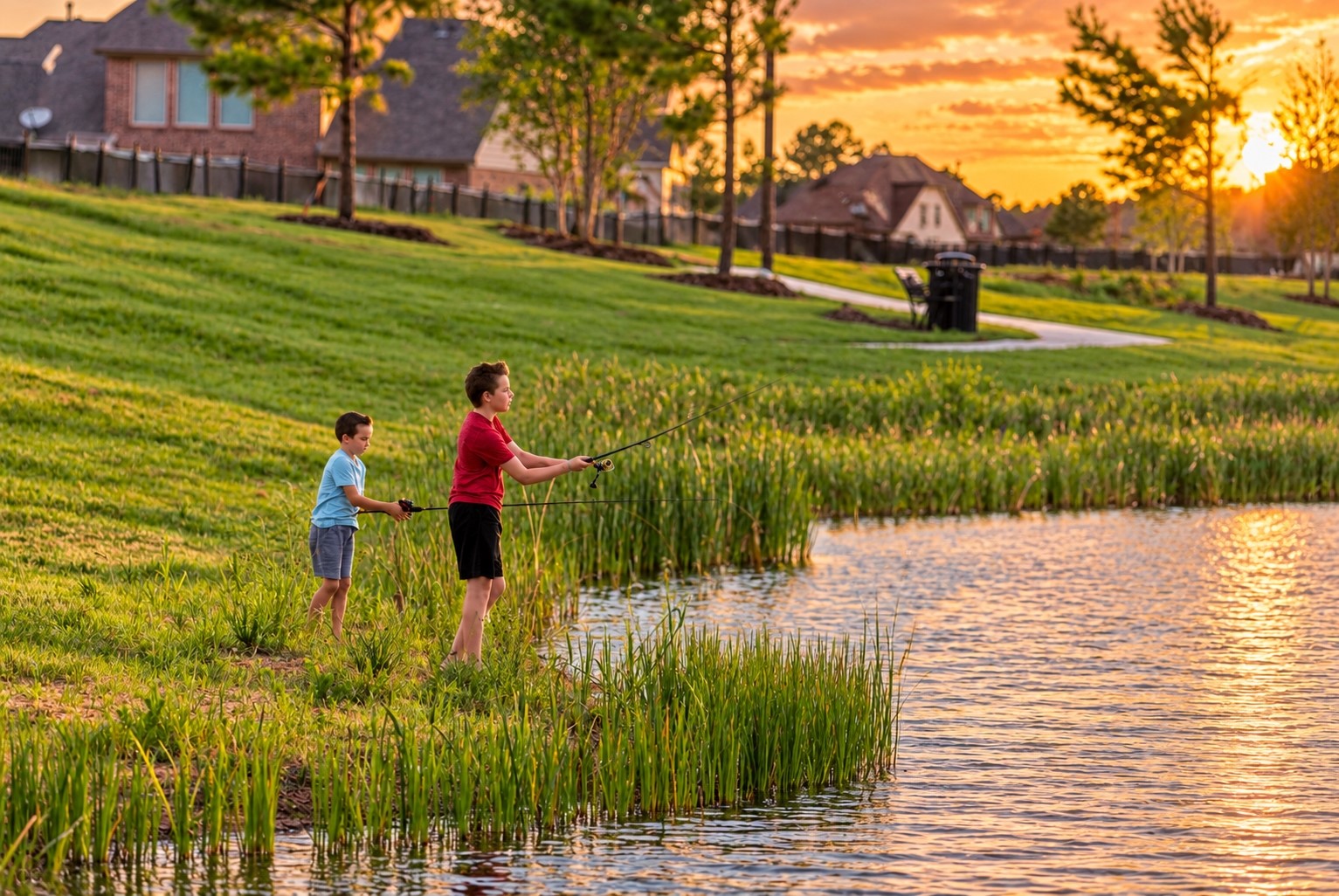 neighborhood fishing ponds.