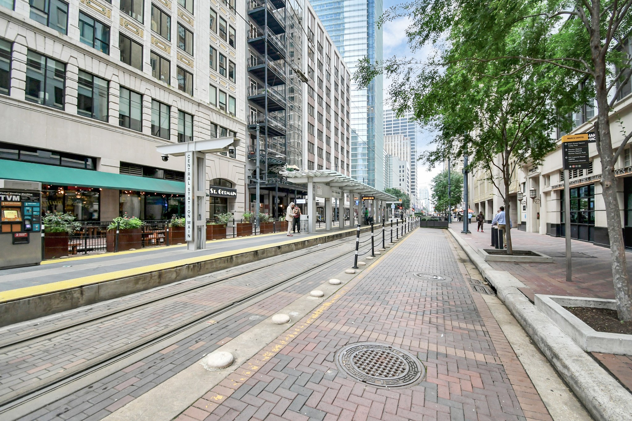 Views of the MetroRail, notice the entrance to the St. Germain building just behind the station.