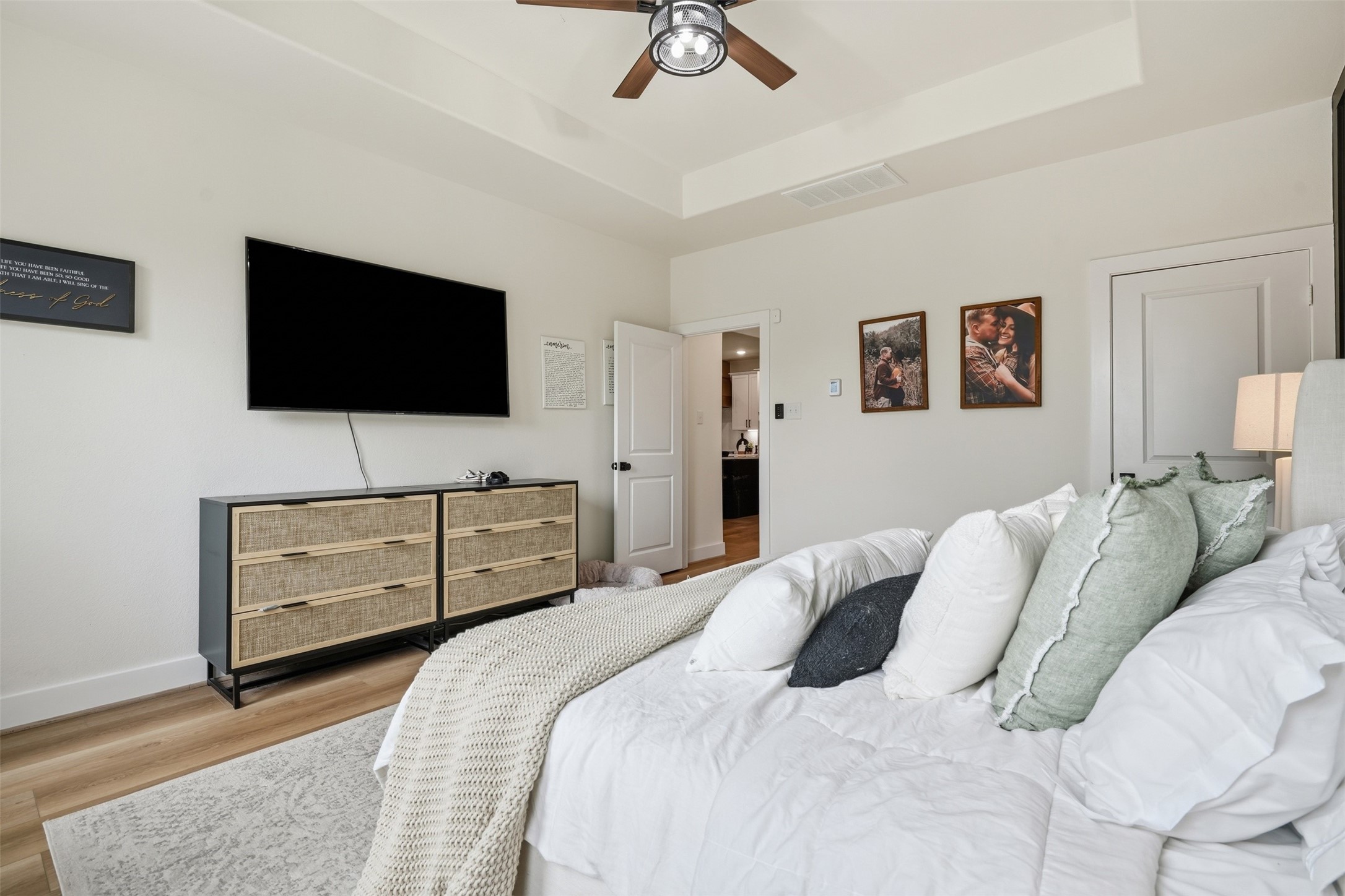 Primary suite with accent wall