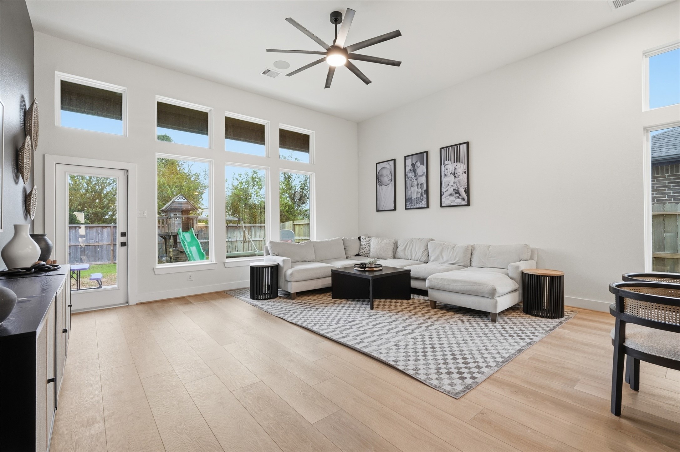 Soaring ceilings and natural light shows off the new floors