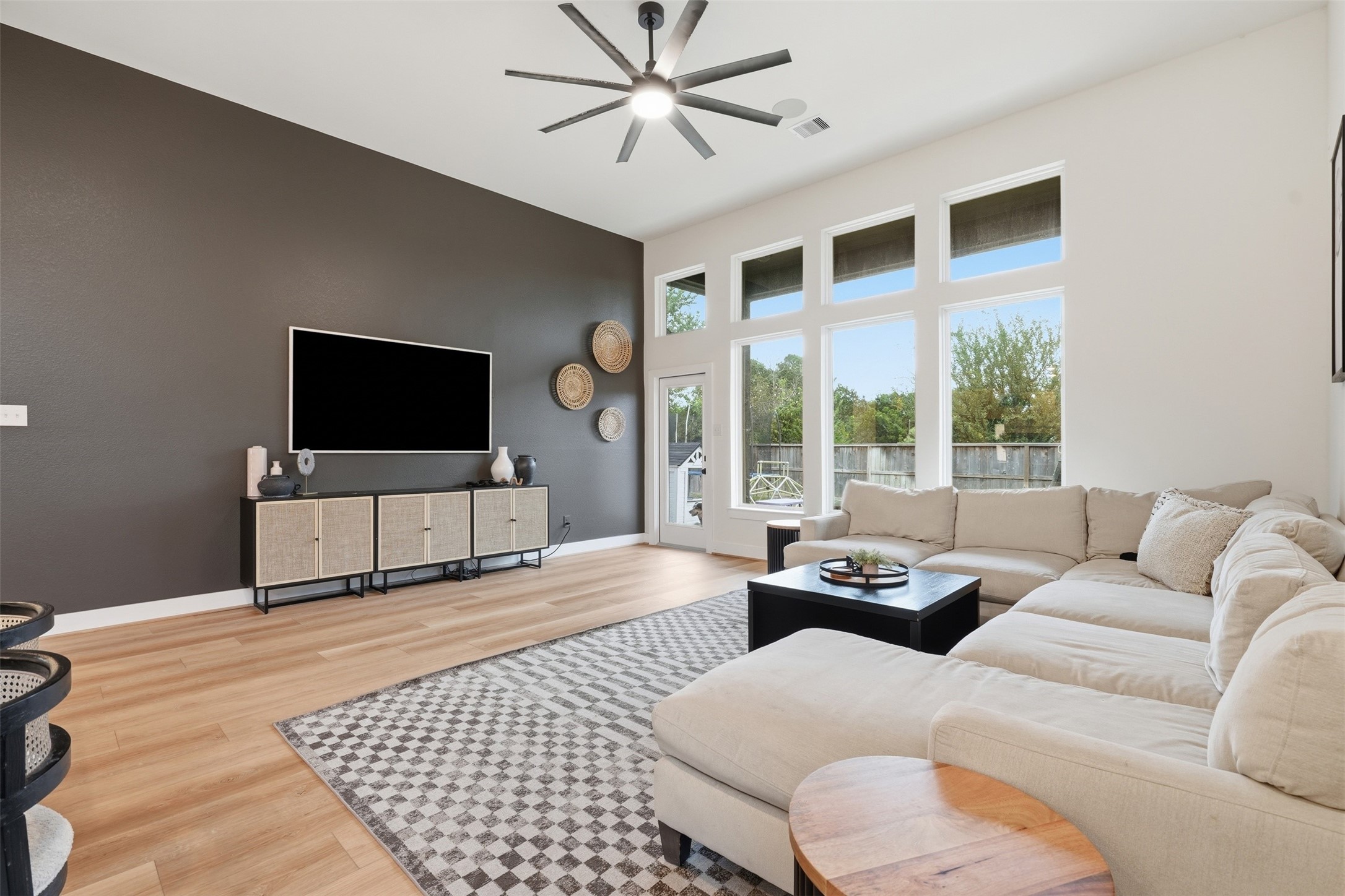 Soaring ceilings and natural light shows off the new floors