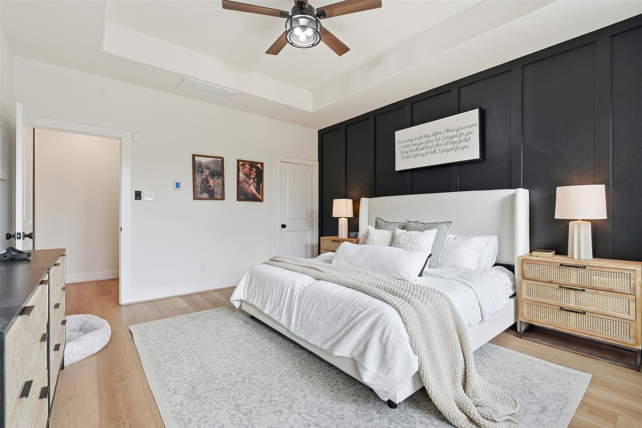 Primary suite with accent wall