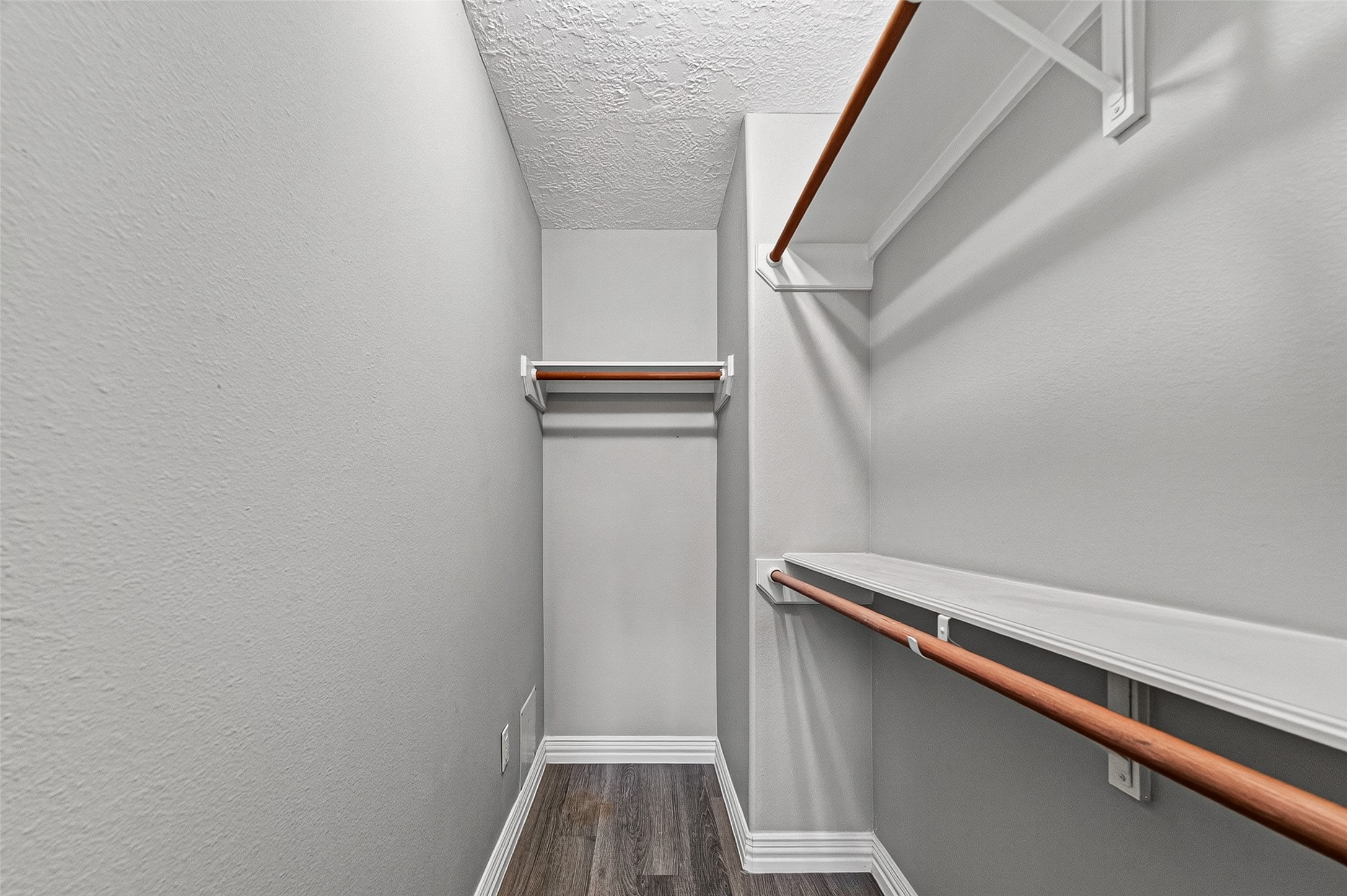 Walk-in closet with built-in shelving and hanging space