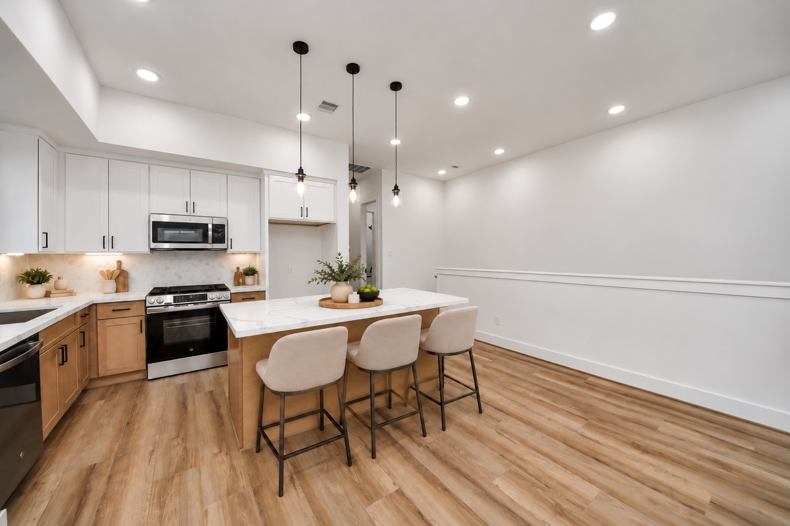 Virtually staged second-floor kitchen