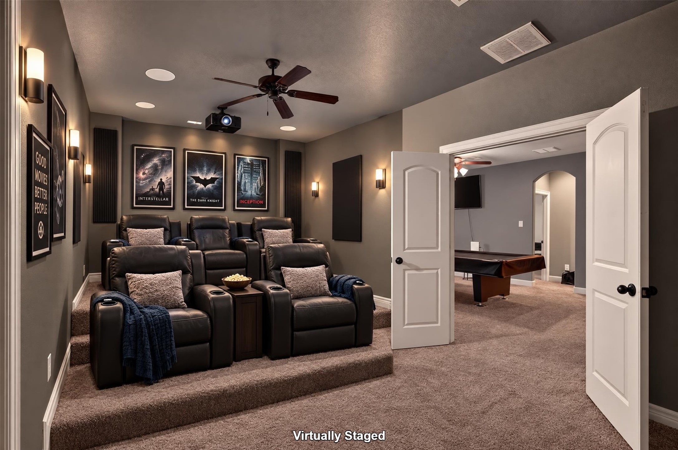 Media room - virtually staged to show size and layout