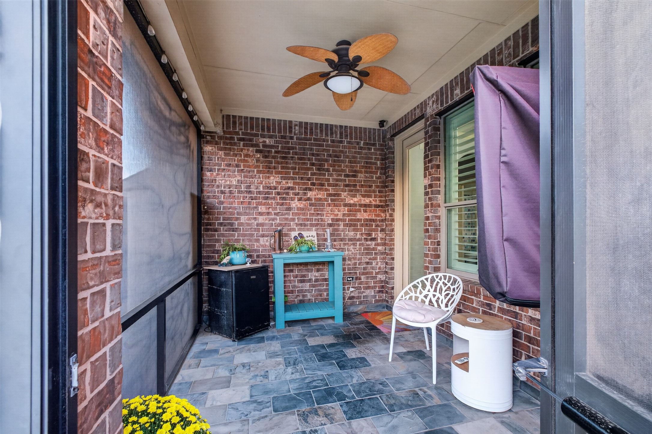 Tiled covered patio