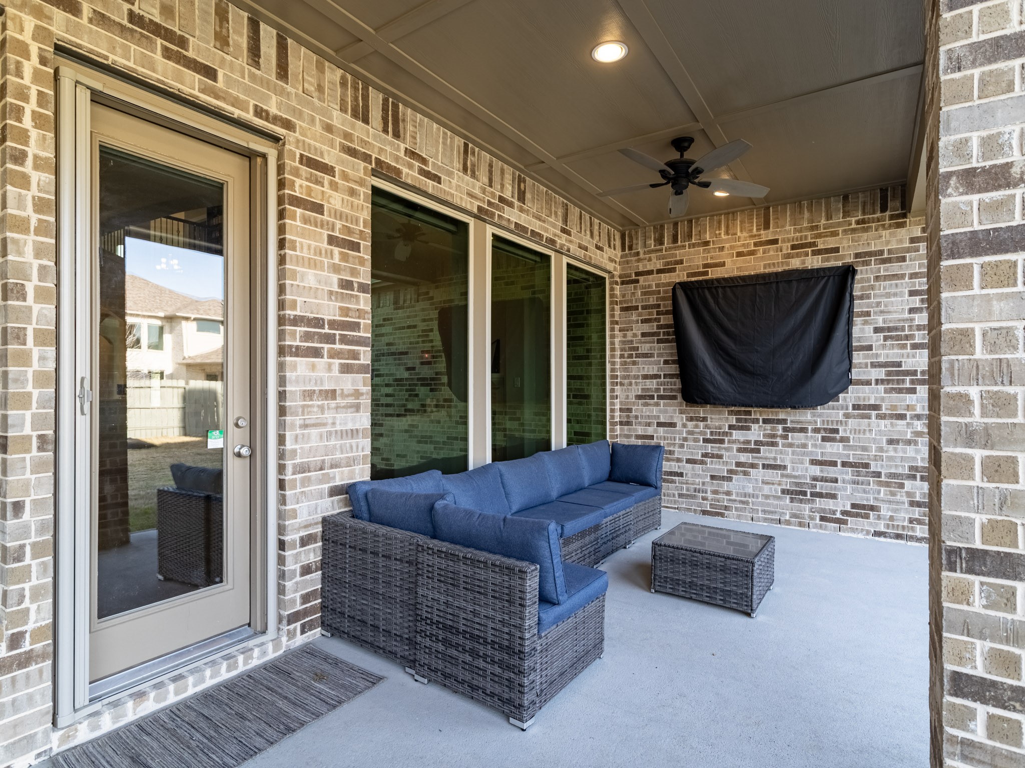 Extended back patio with fans