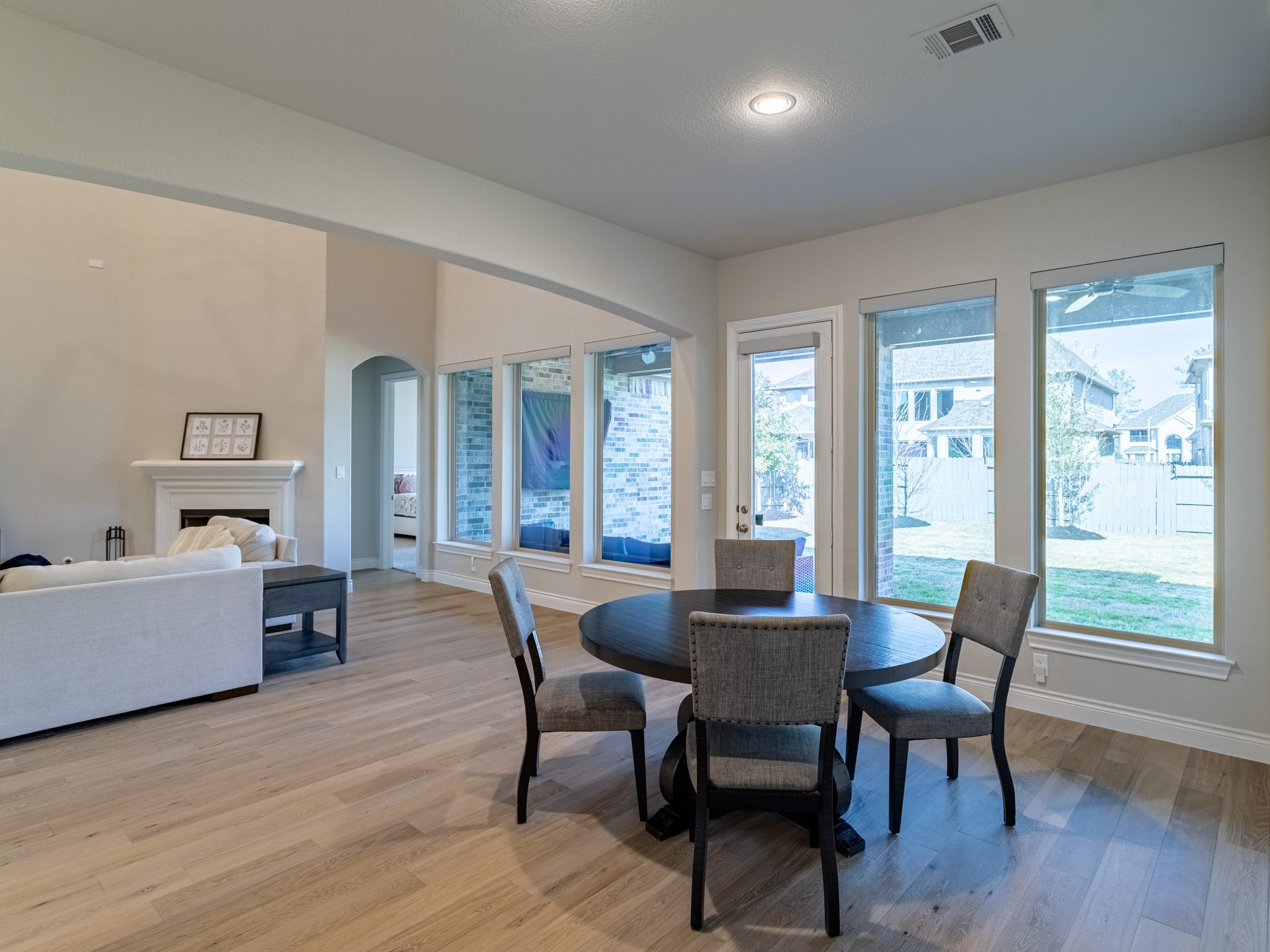 Dining opens to extended back patio