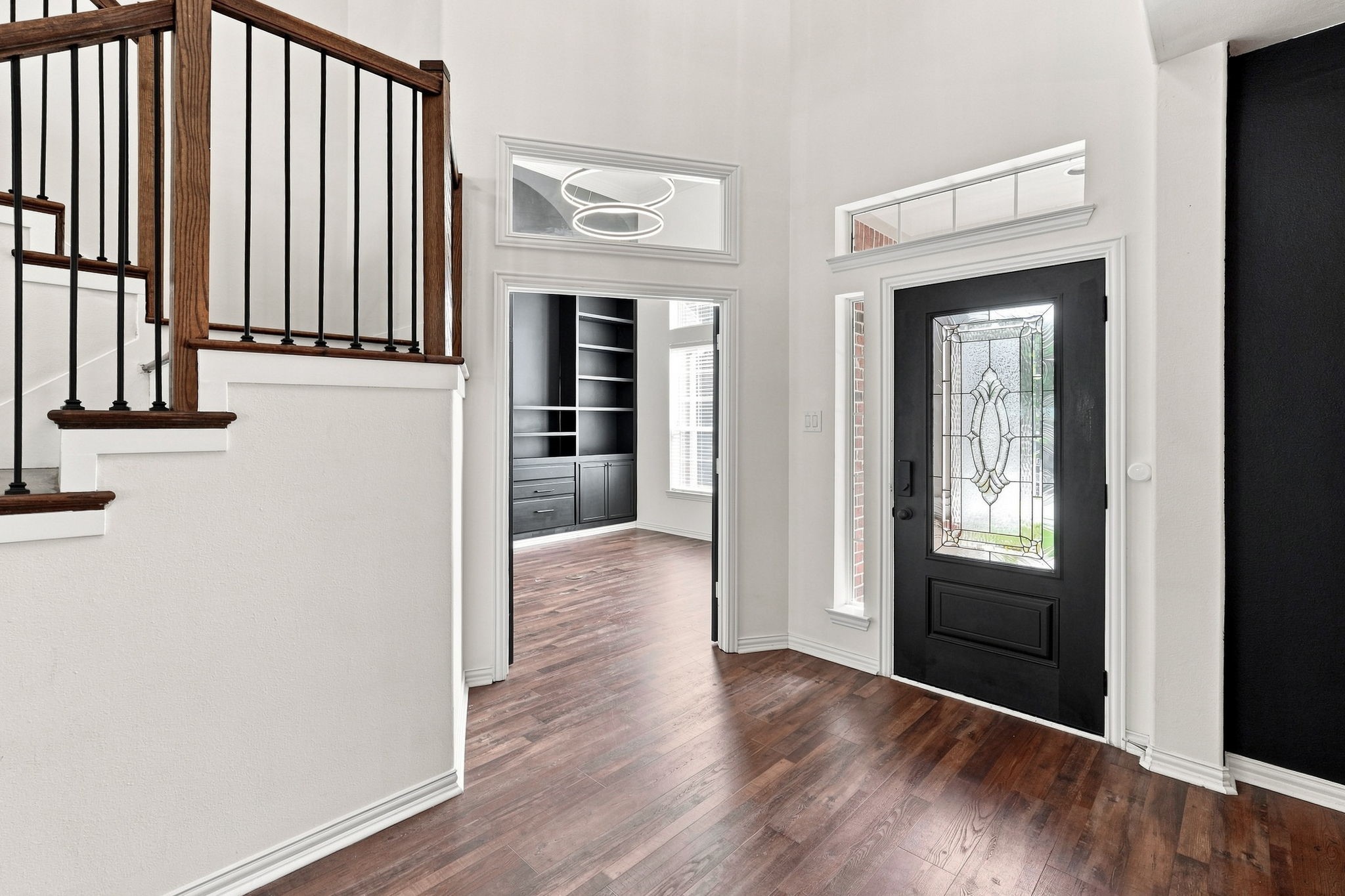 Entryway showing home office