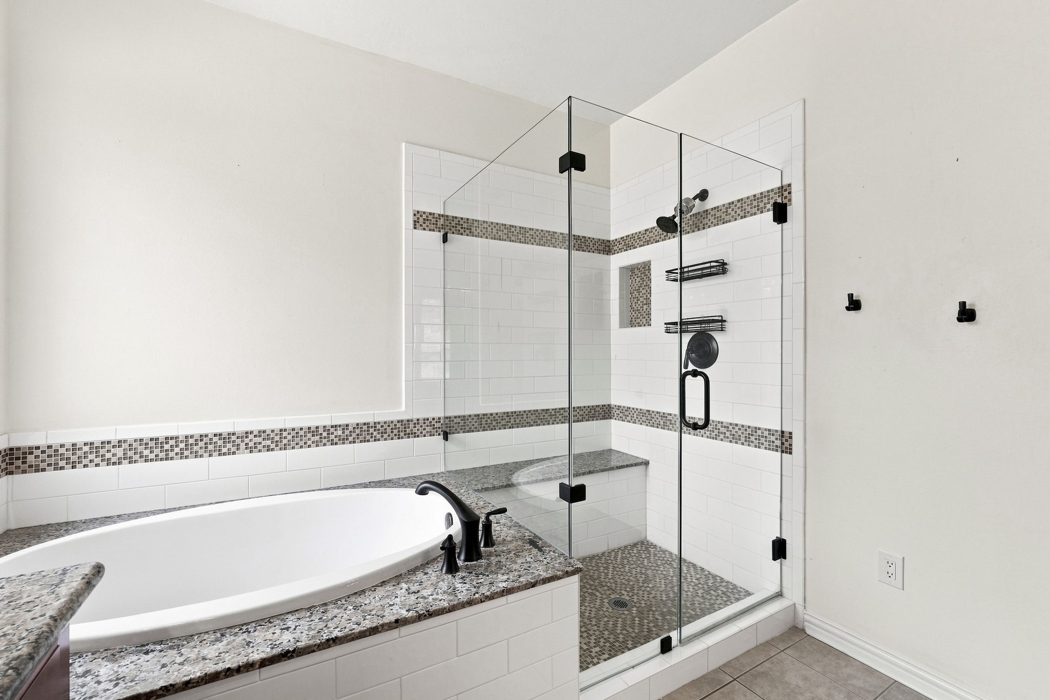 Primary separate shower and tub