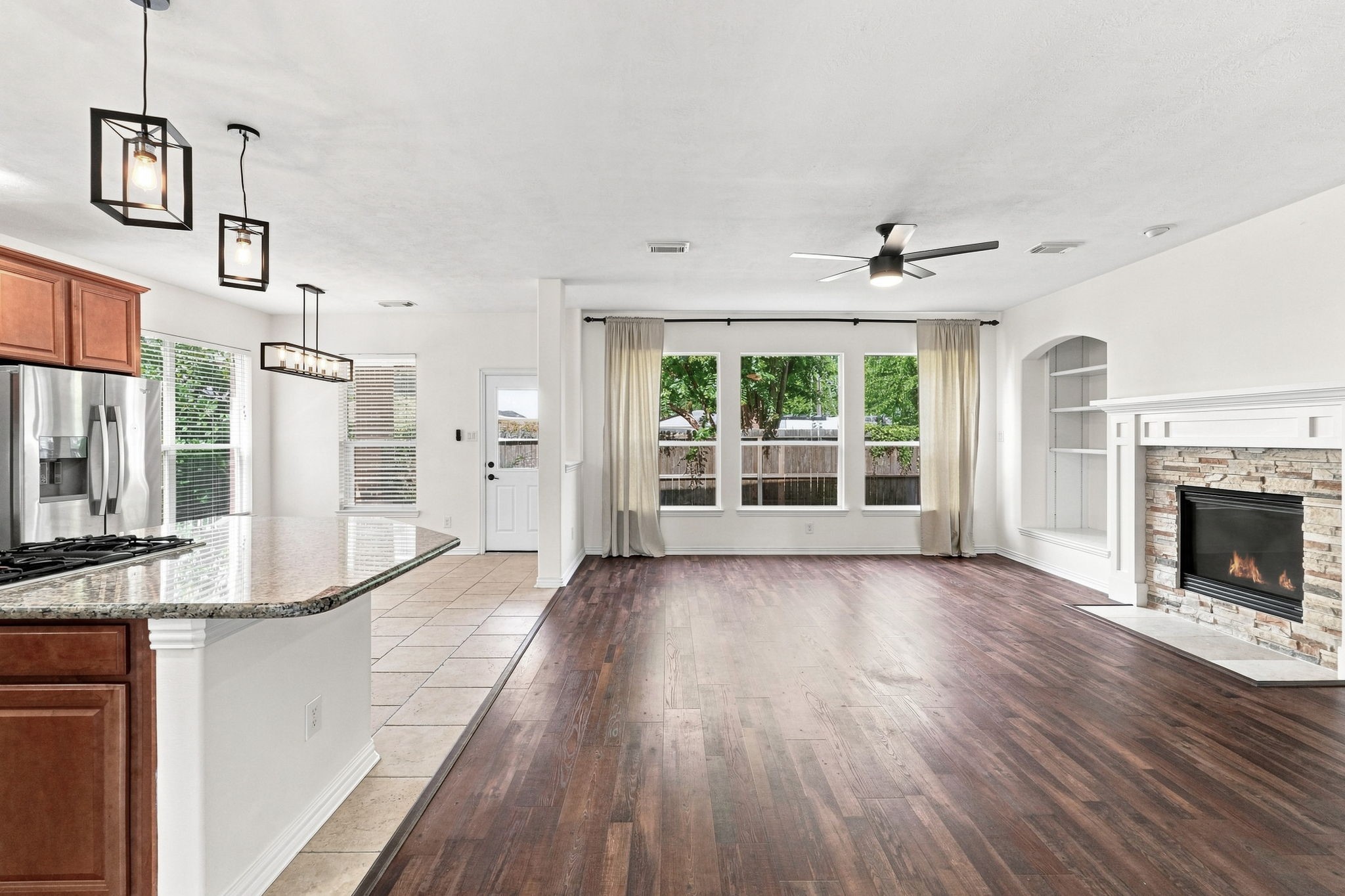 Main living area and kitchen