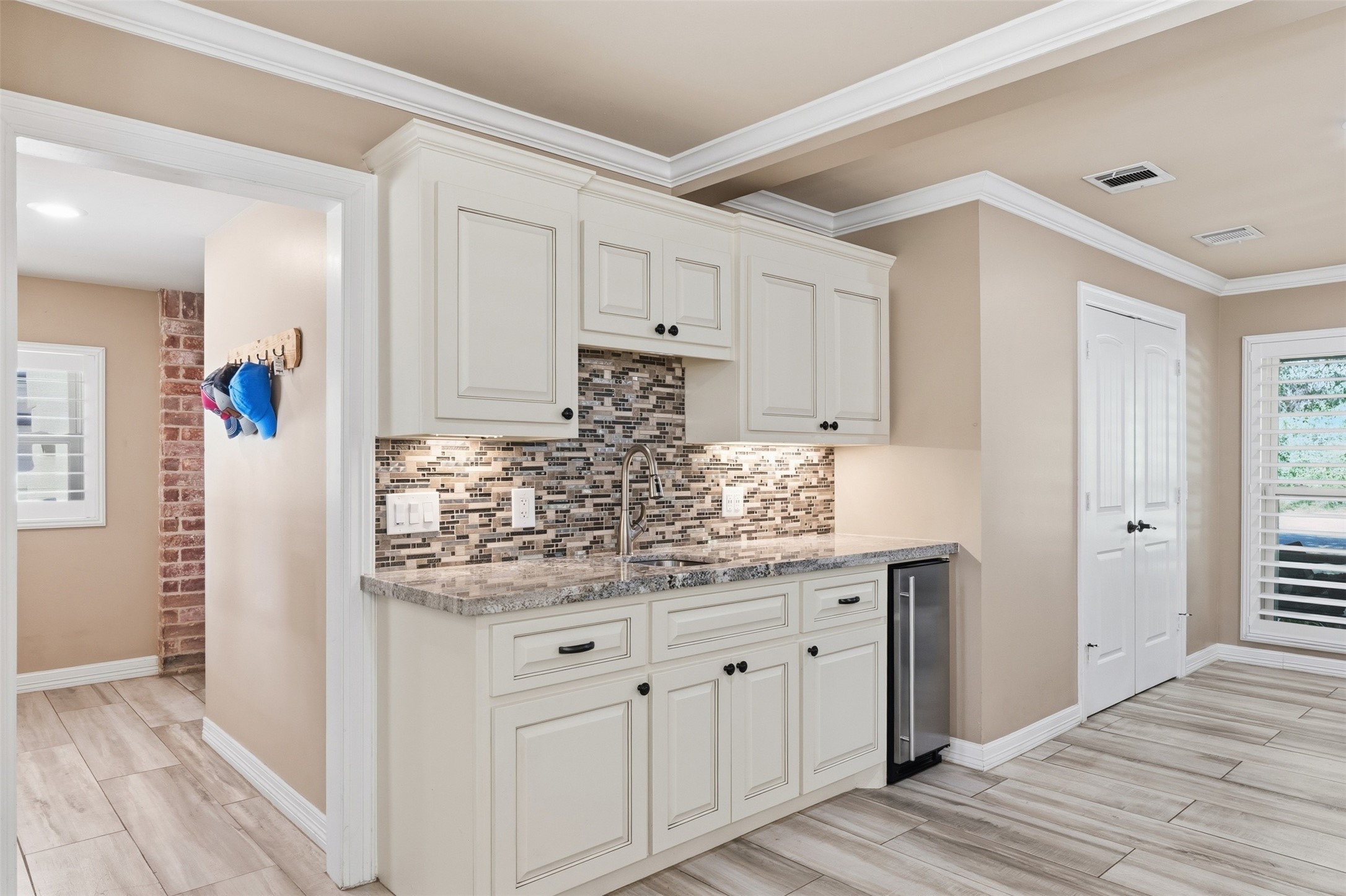 Coffee or Beverage bar with a mini frig
