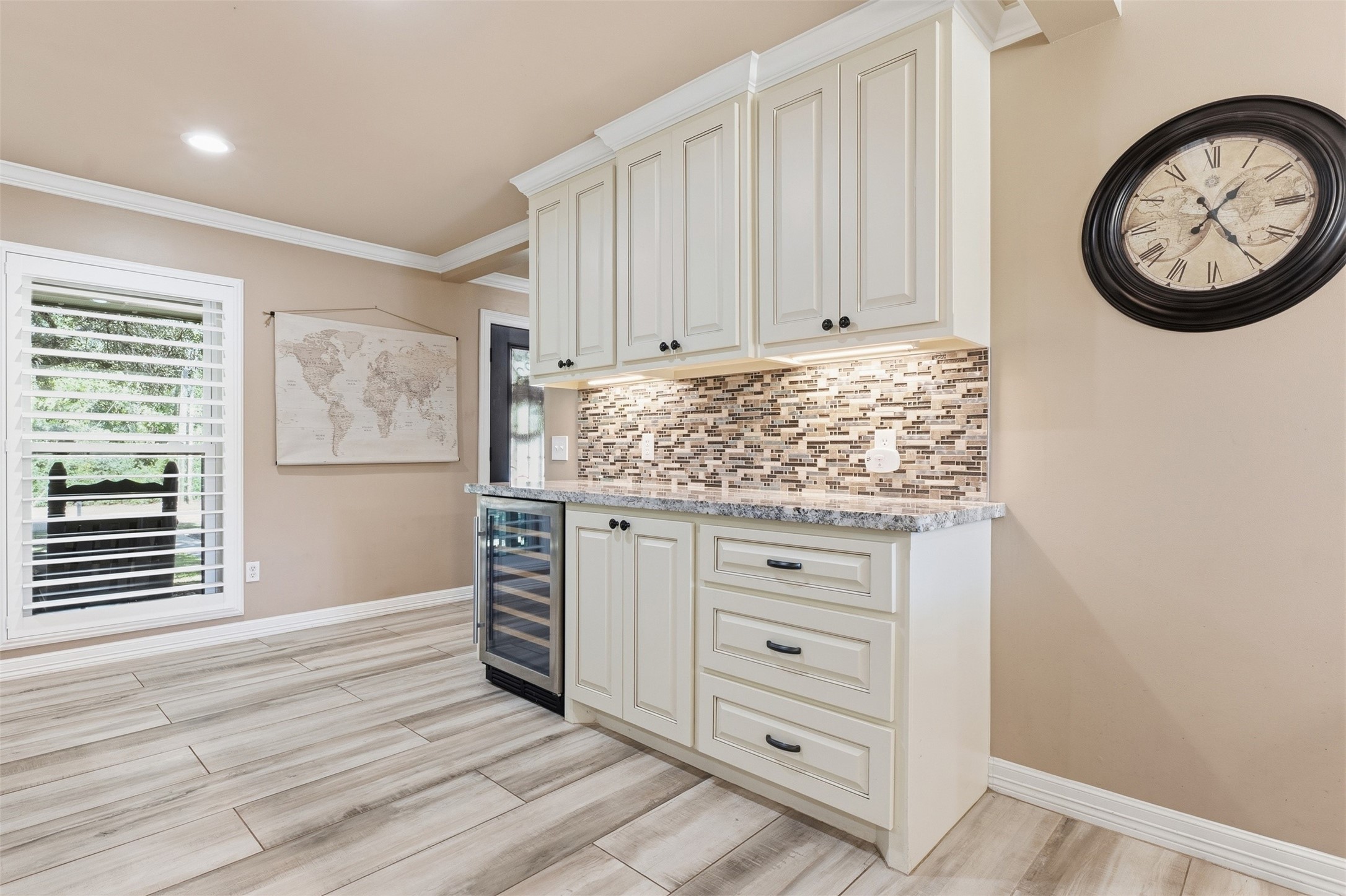 Another beverage bar with a wine cooler