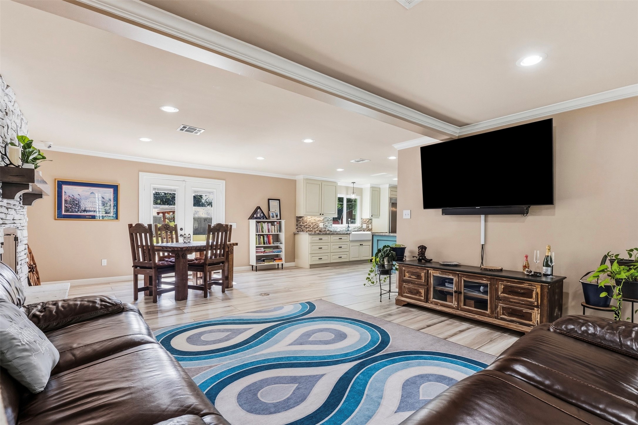 Family room adjoining dining space