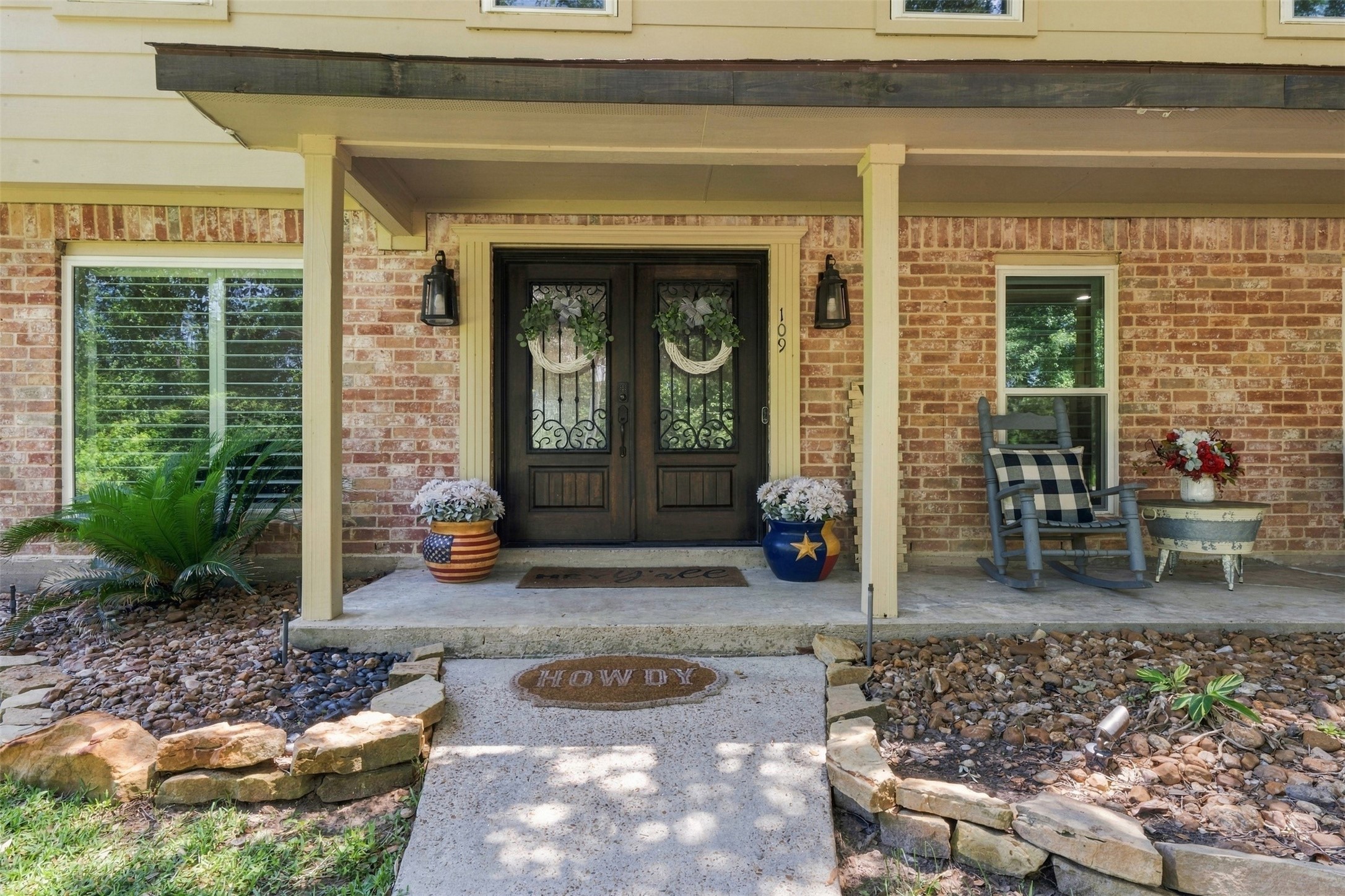 Welcoming front door and porch