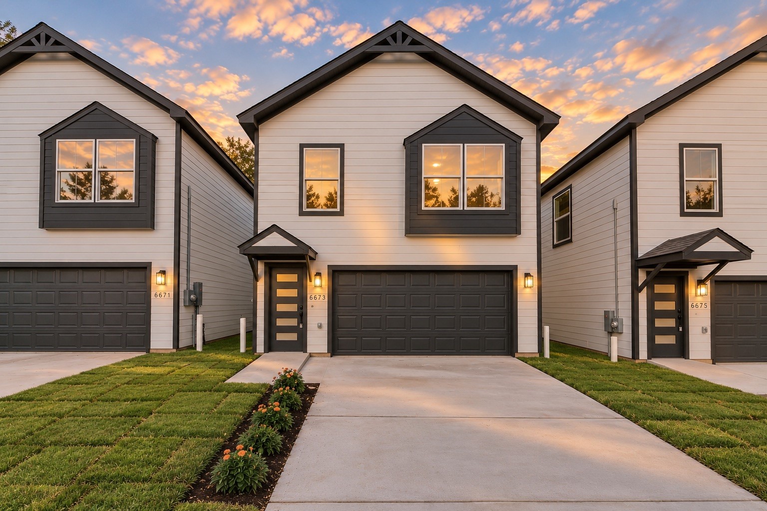 Welcome to 6673 Nielan St! Newly completed by Athelya Homes, this 2-story home features modern farmhouse-inspired architecture, contrasting exterior finishes, a 2-car attached garage & private driveway.