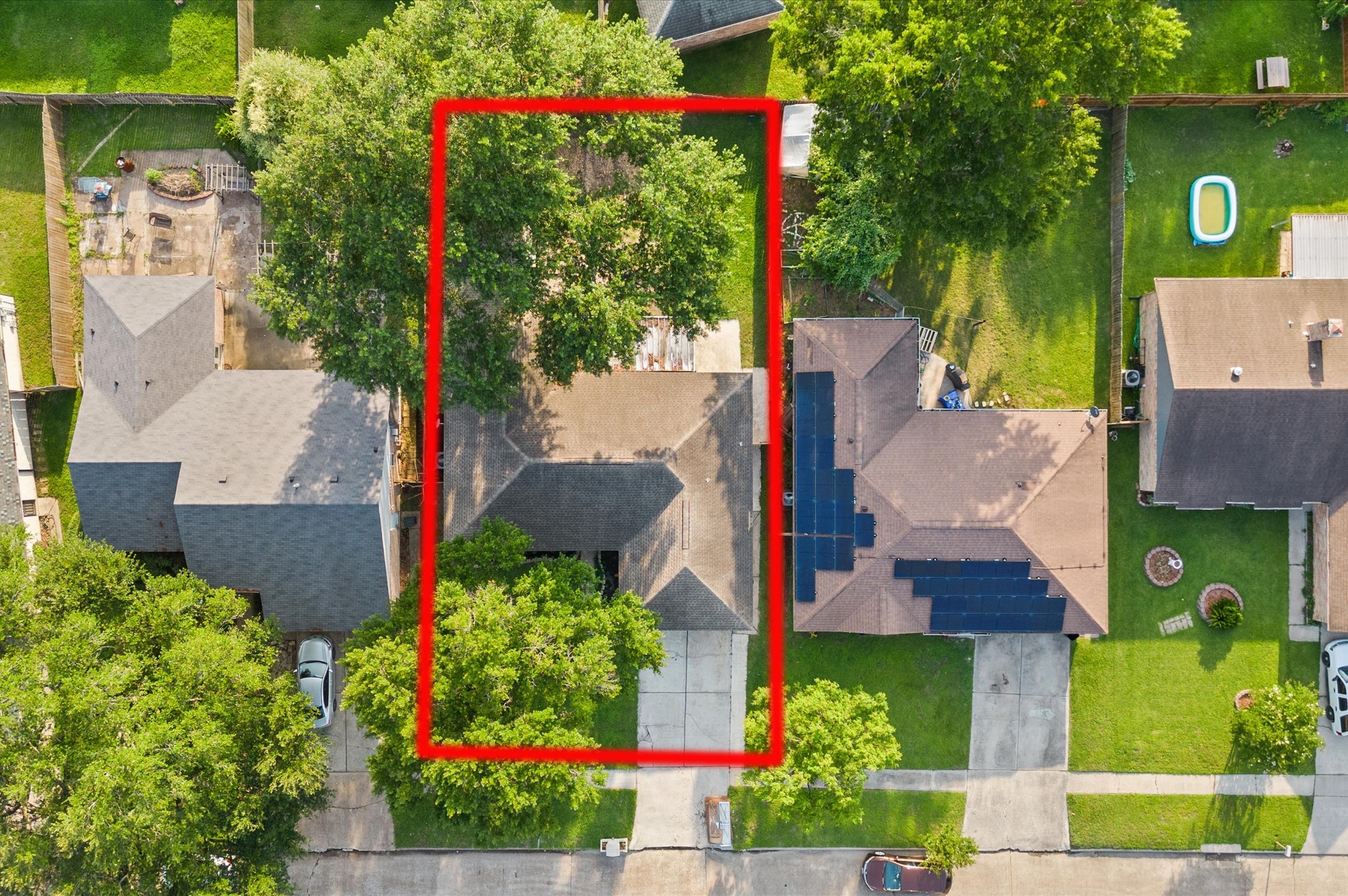 The lot offers a sizable front and back yard.