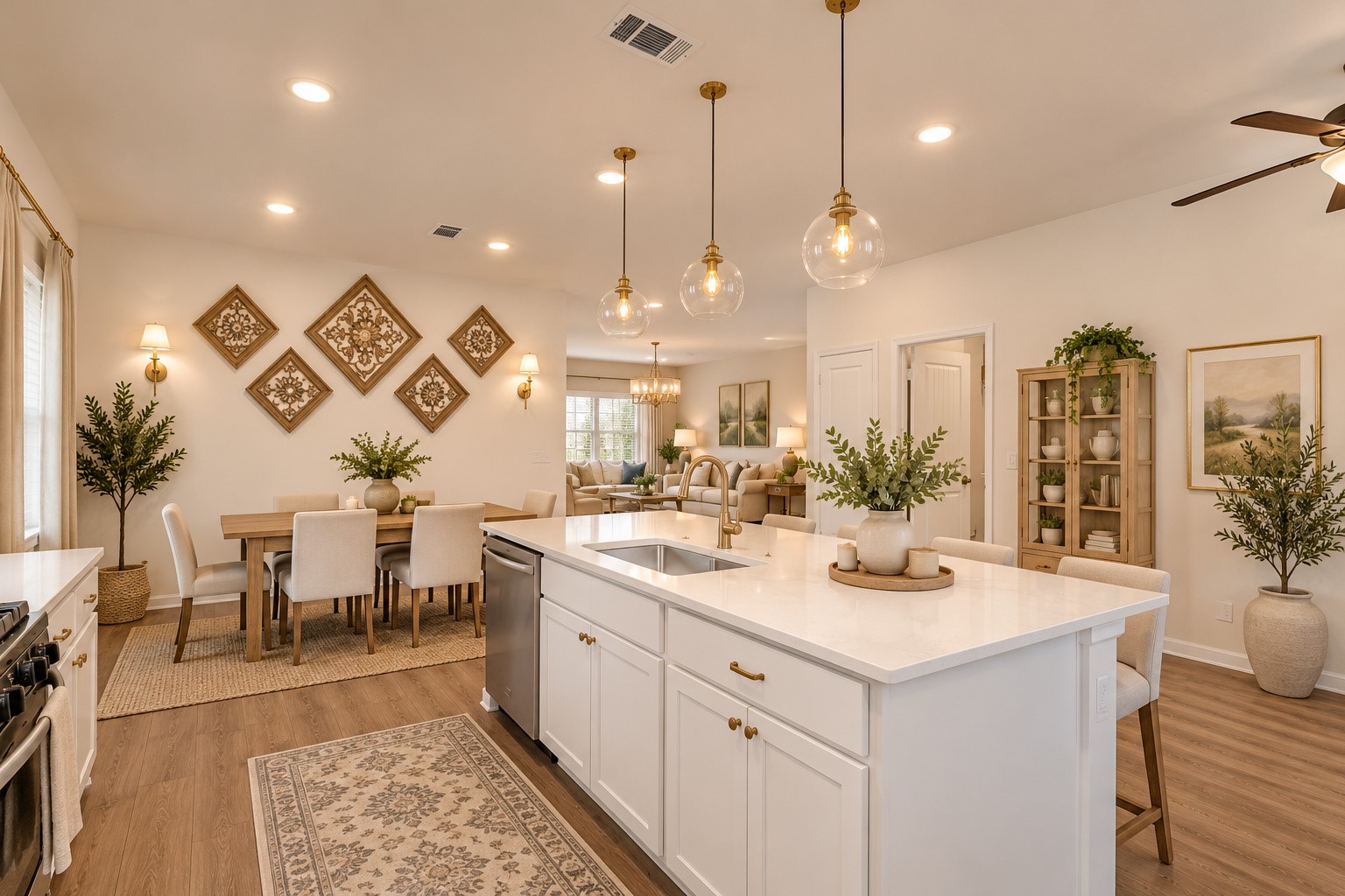 Virtually staged kitchen.
