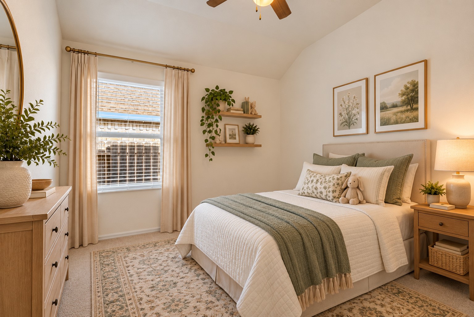 Virtually staged bedroom.