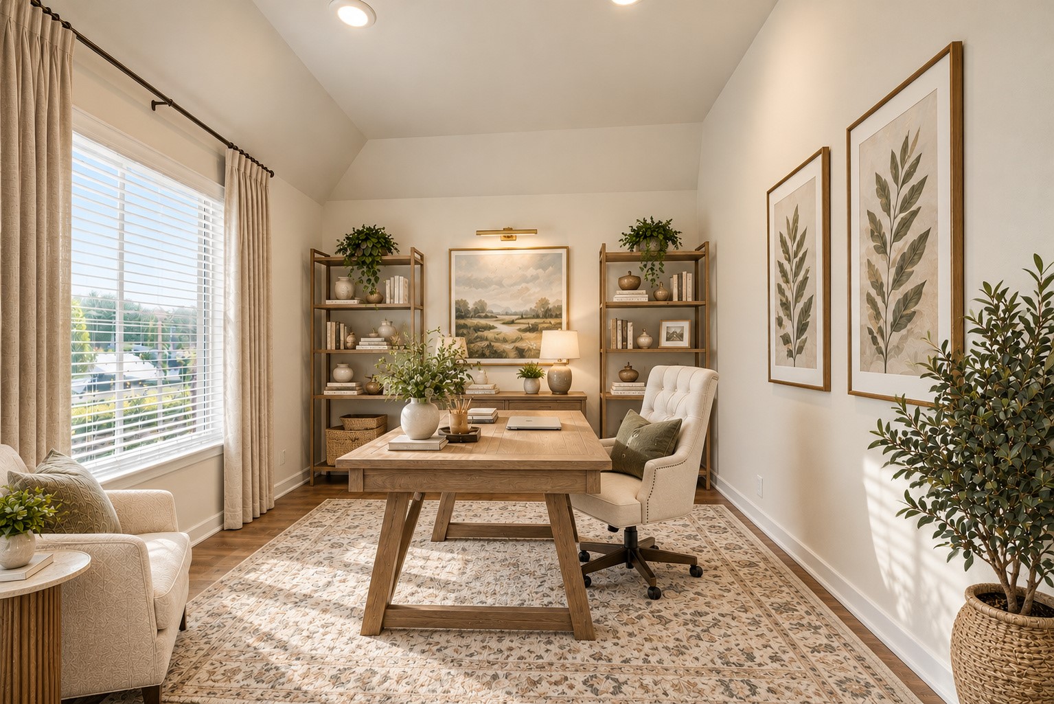 Virtually staged home office.