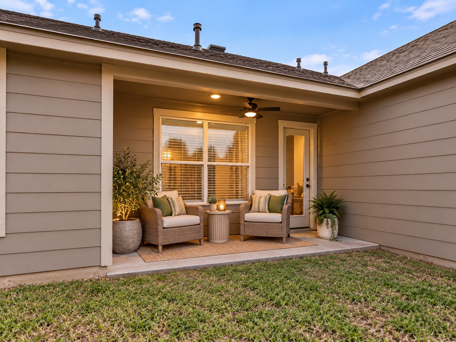 Virtually staged back patio.