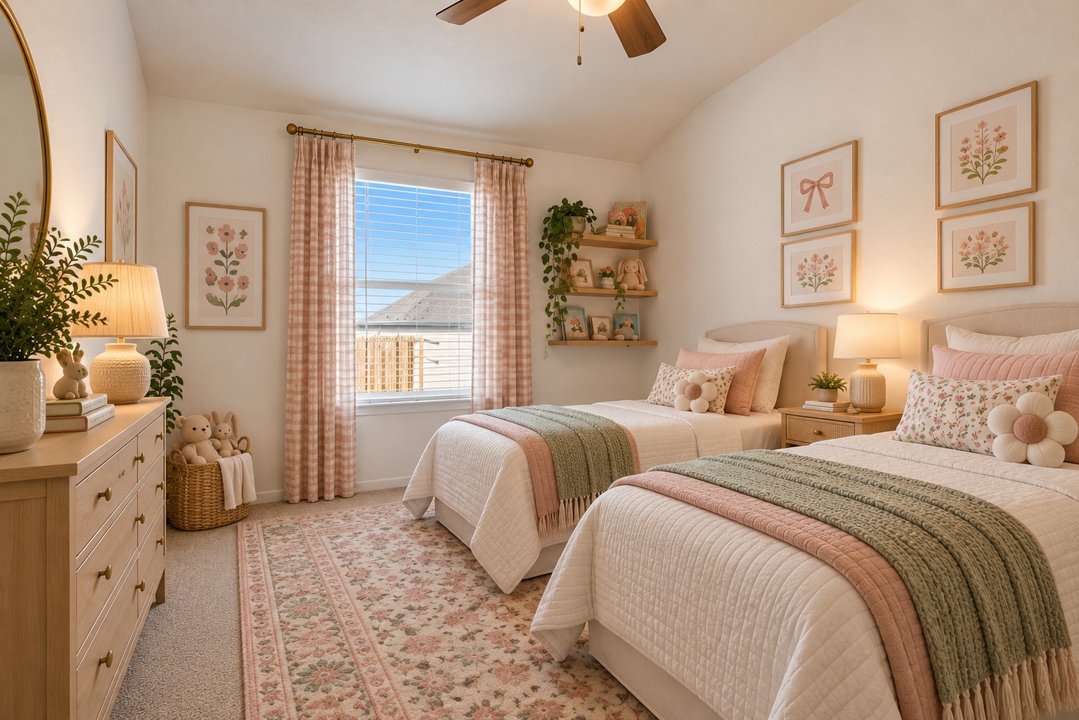 Virtually staged bedroom.