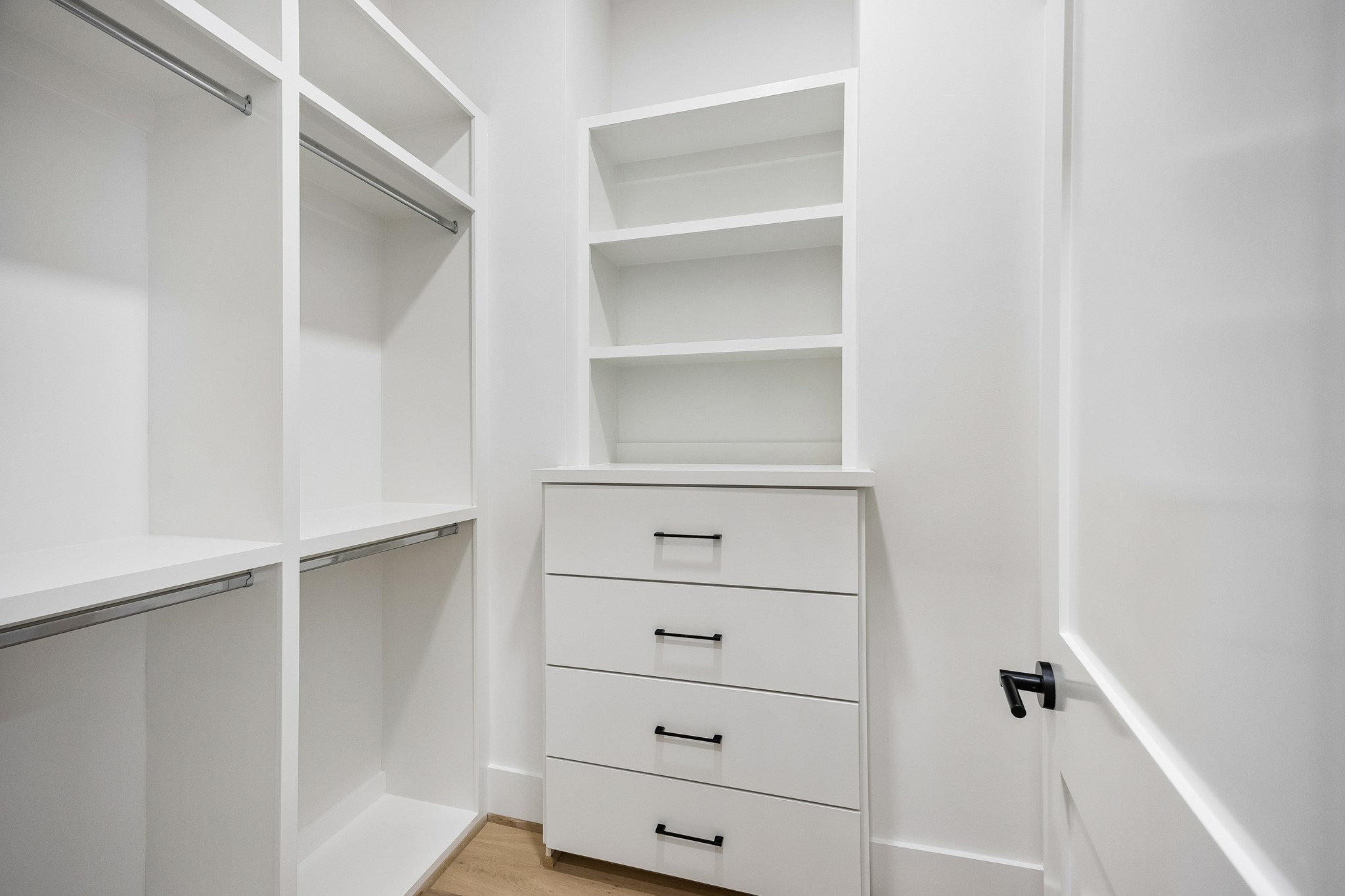 Walk-in closet with custom built-ins